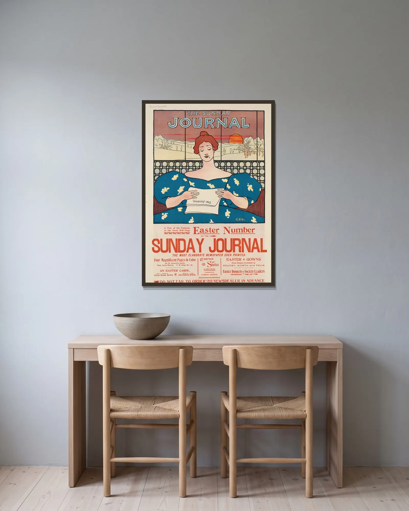 The Sunday journal, Easter number av Ernest Haskell inramad på en vägg
