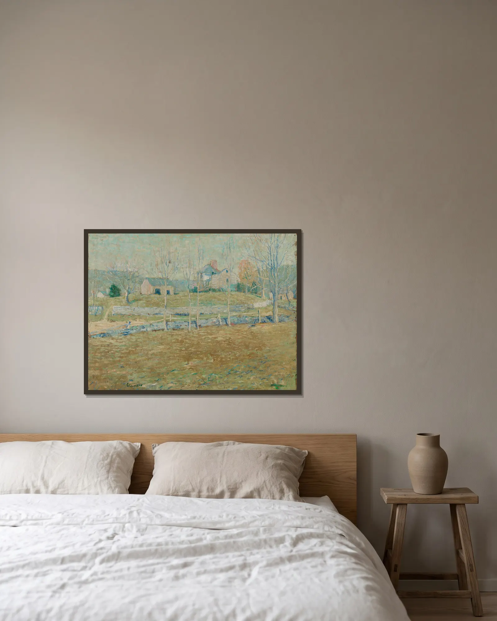 An Abandoned Farm av Ernest Lawson inramad på en vägg