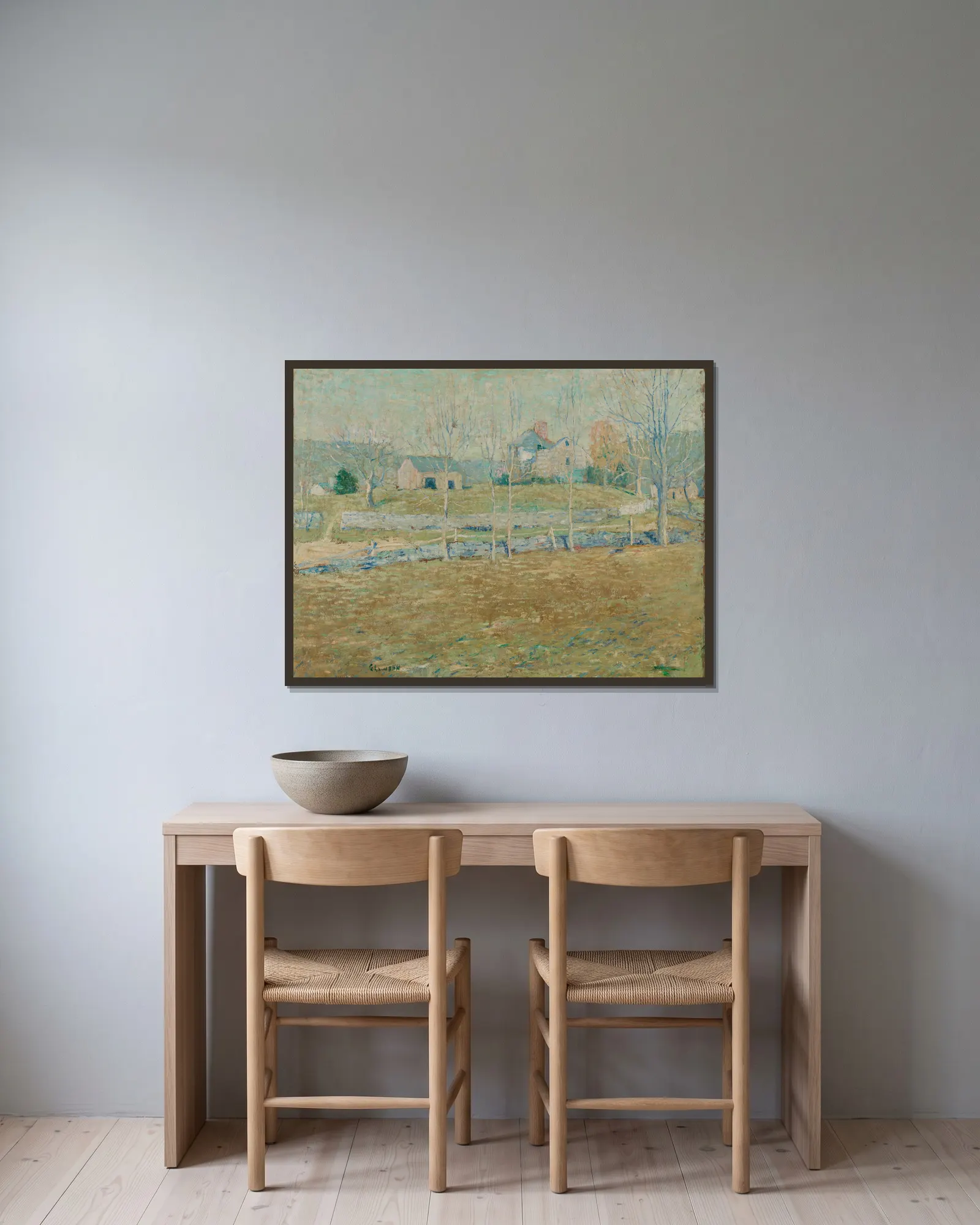 An Abandoned Farm av Ernest Lawson inramad på en vägg