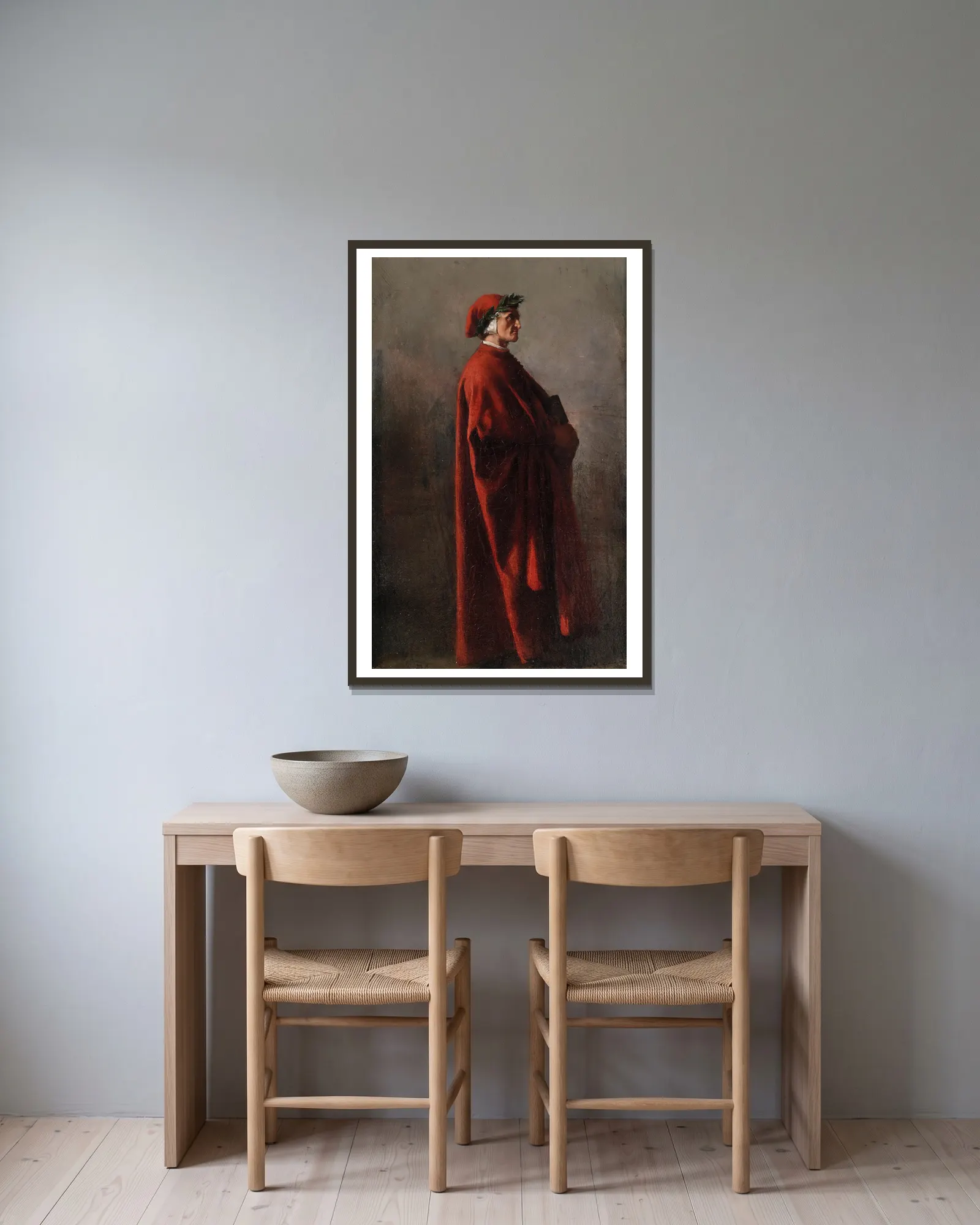 Dante av Ernest Meissonier inramad på en vägg