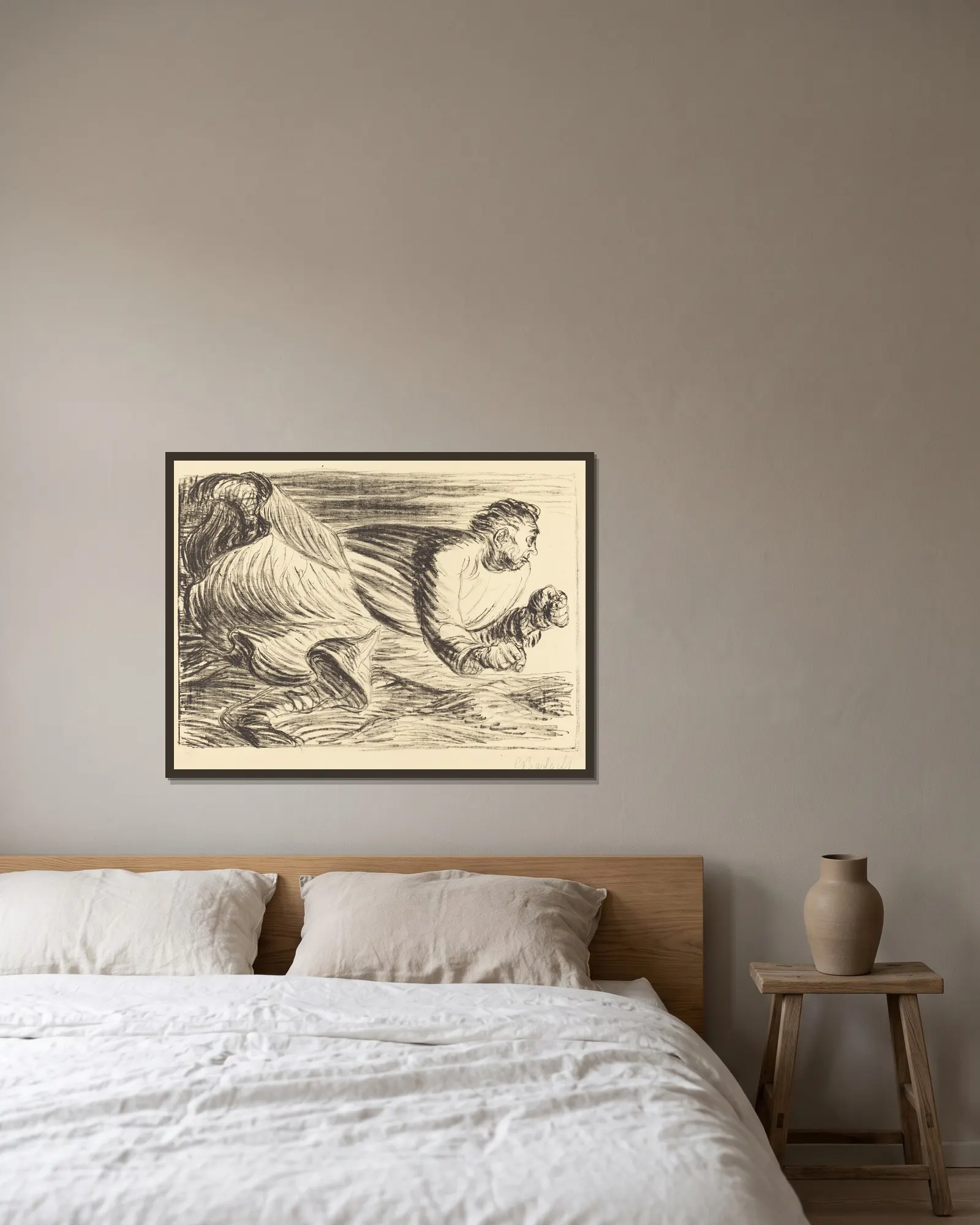 The Raging Barbarian av Ernst Barlach inramad på en vägg