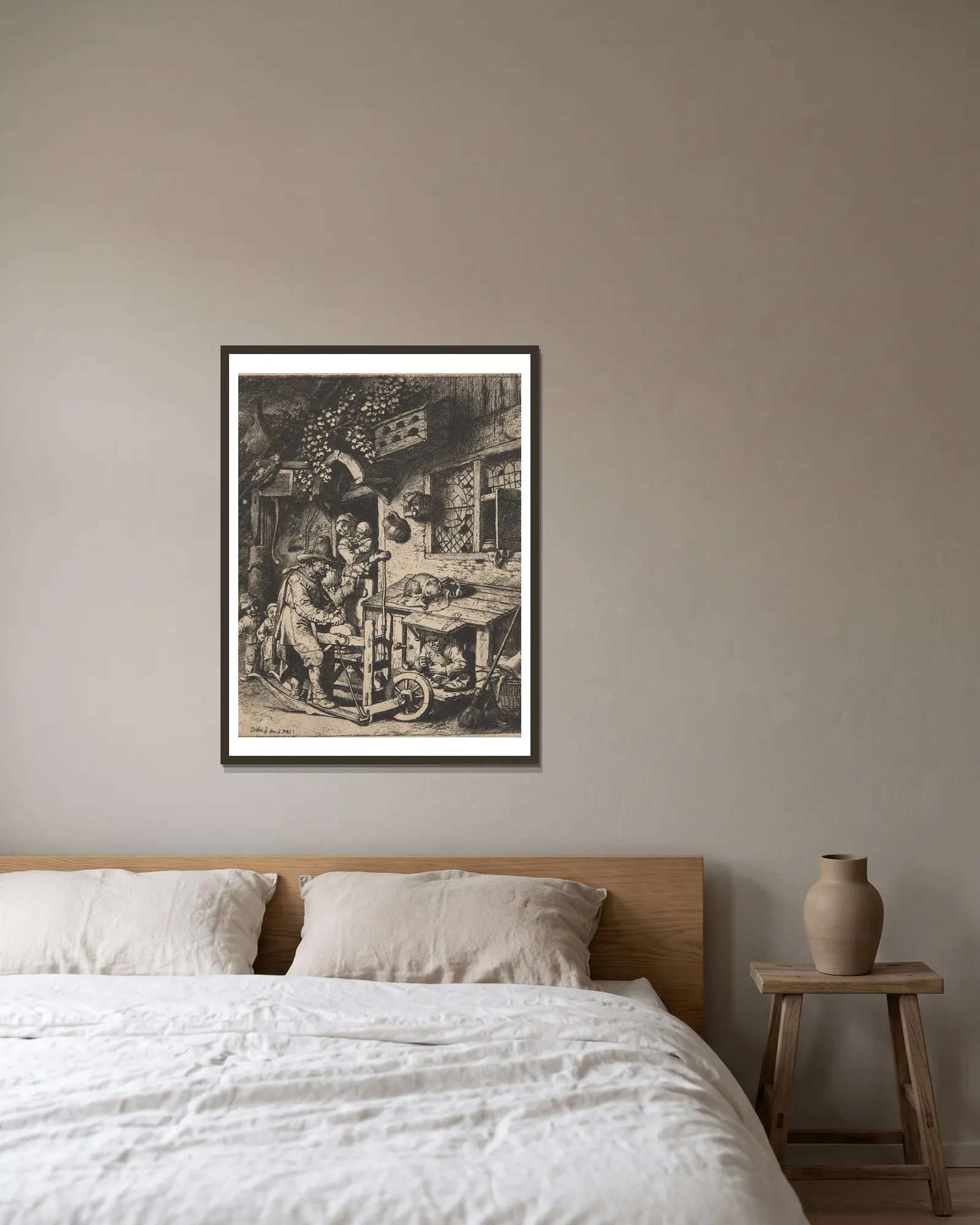Knifesmith’s cottage av Christian Wilhelm Ernst Dietrich inramad på en vägg