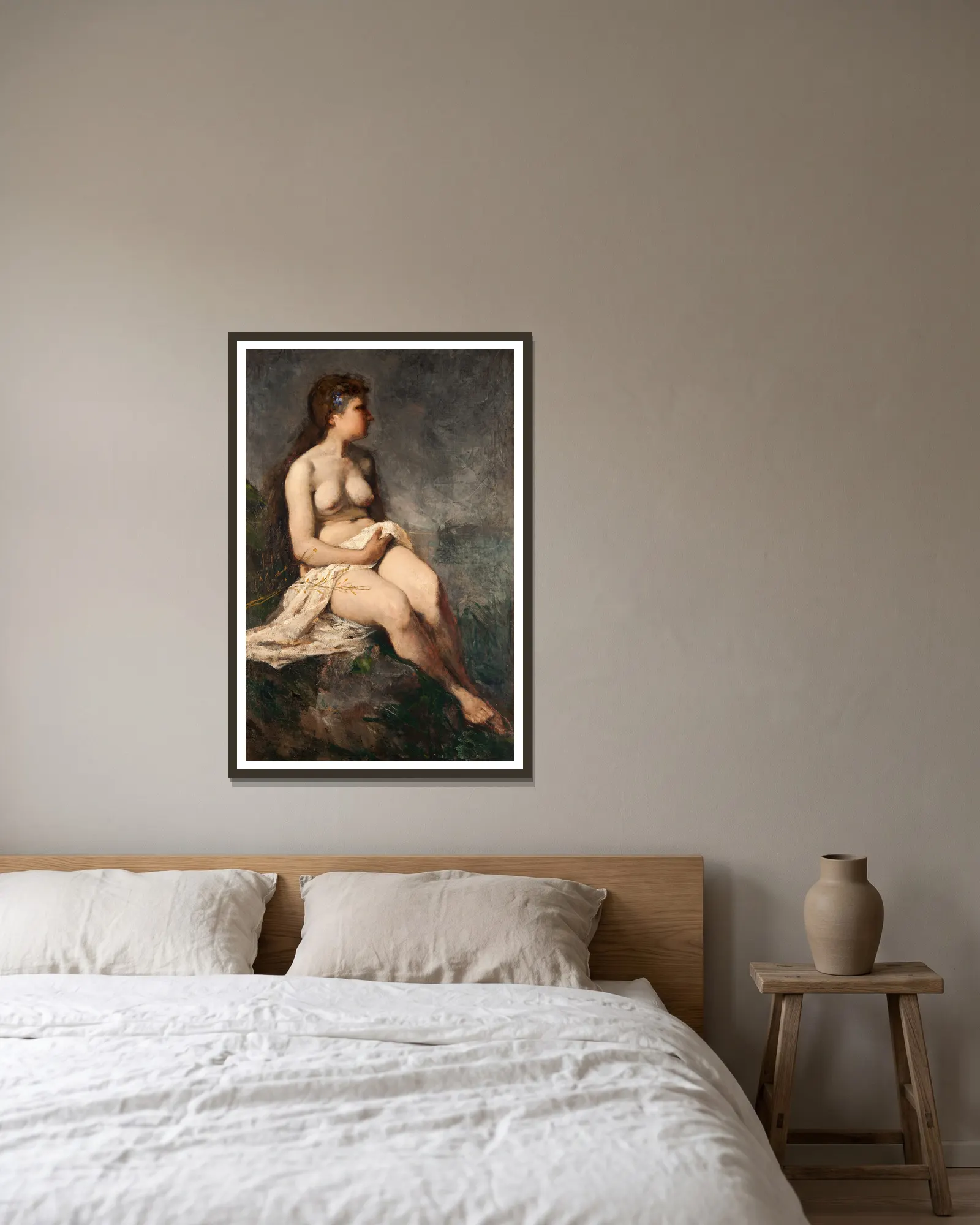 Female Nude Study av Ernst Josephson inramad på en vägg