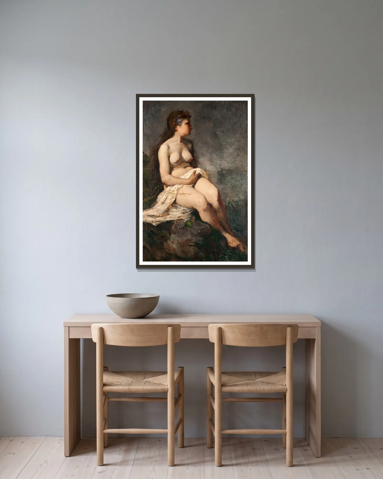 Female Nude Study av Ernst Josephson inramad på en vägg