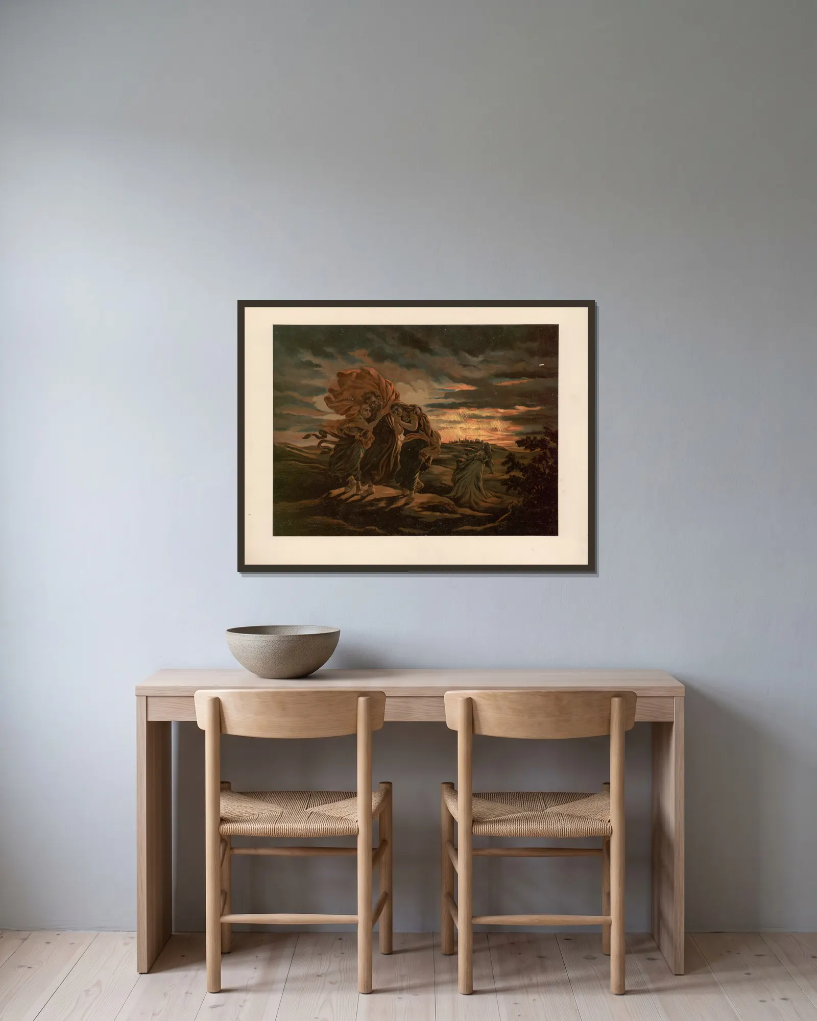 Sodom and Gomorrah av Ernst Pessler inramad på en vägg