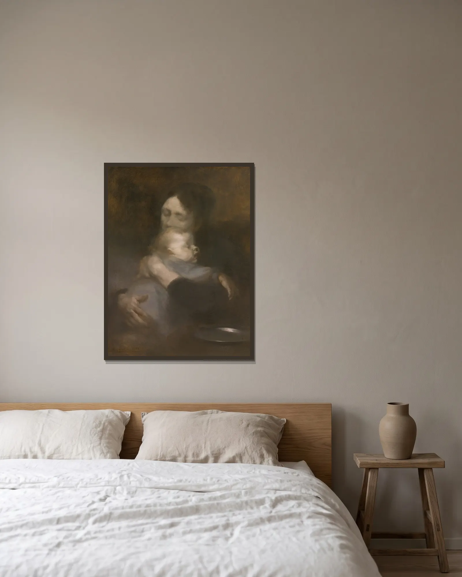 Maternité (tendresse) av Eugène Carriere inramad på en vägg