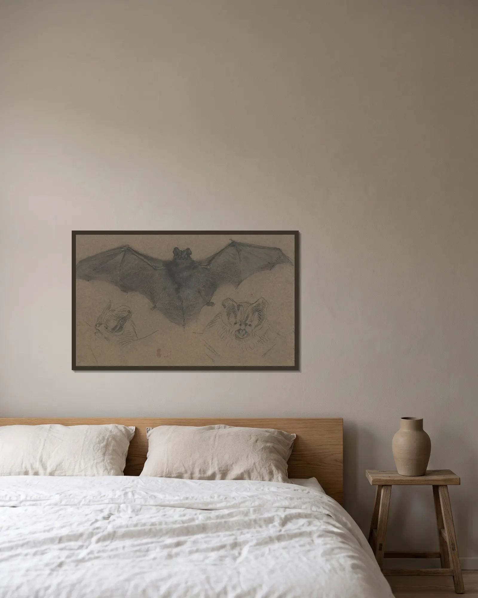 Bat av Eugène Delacroix inramad på en vägg
