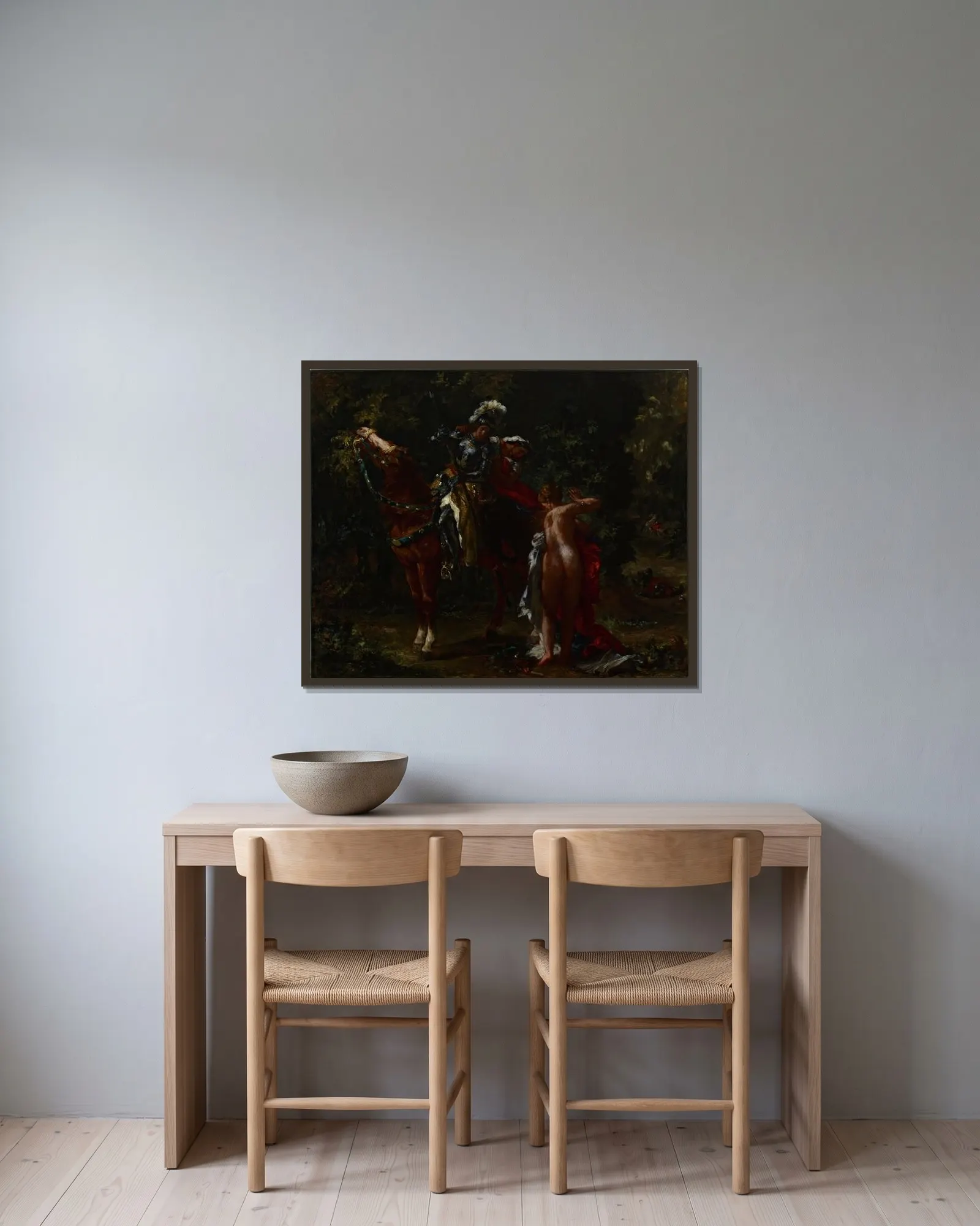 Marphise av Eugène Delacroix inramad på en vägg
