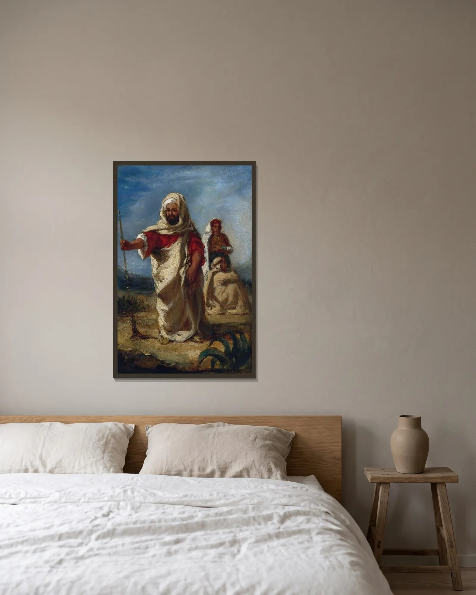 Moroccan Chieftain av Eugène Delacroix inramad på en vägg