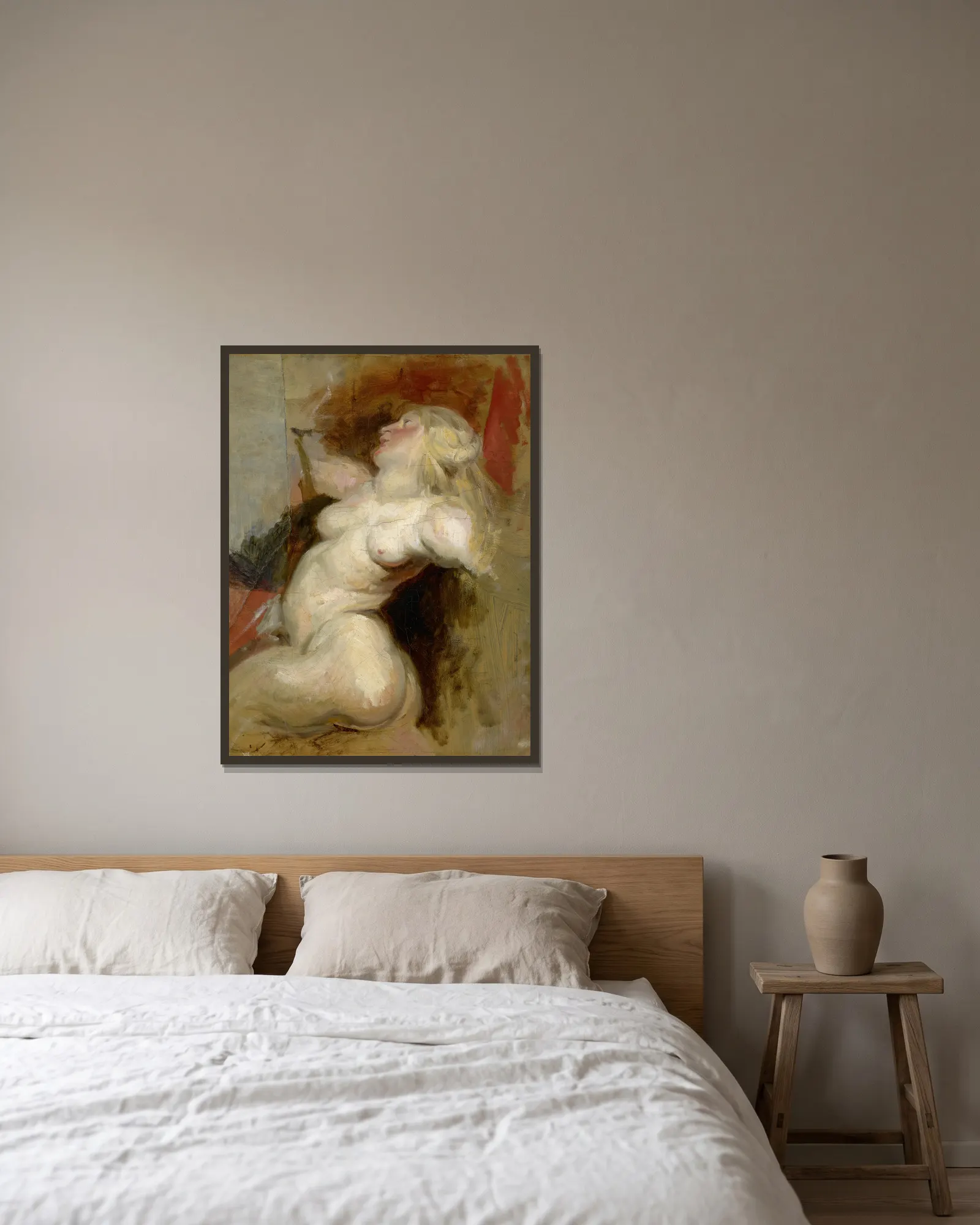 Néréid av Eugène Delacroix inramad på en vägg