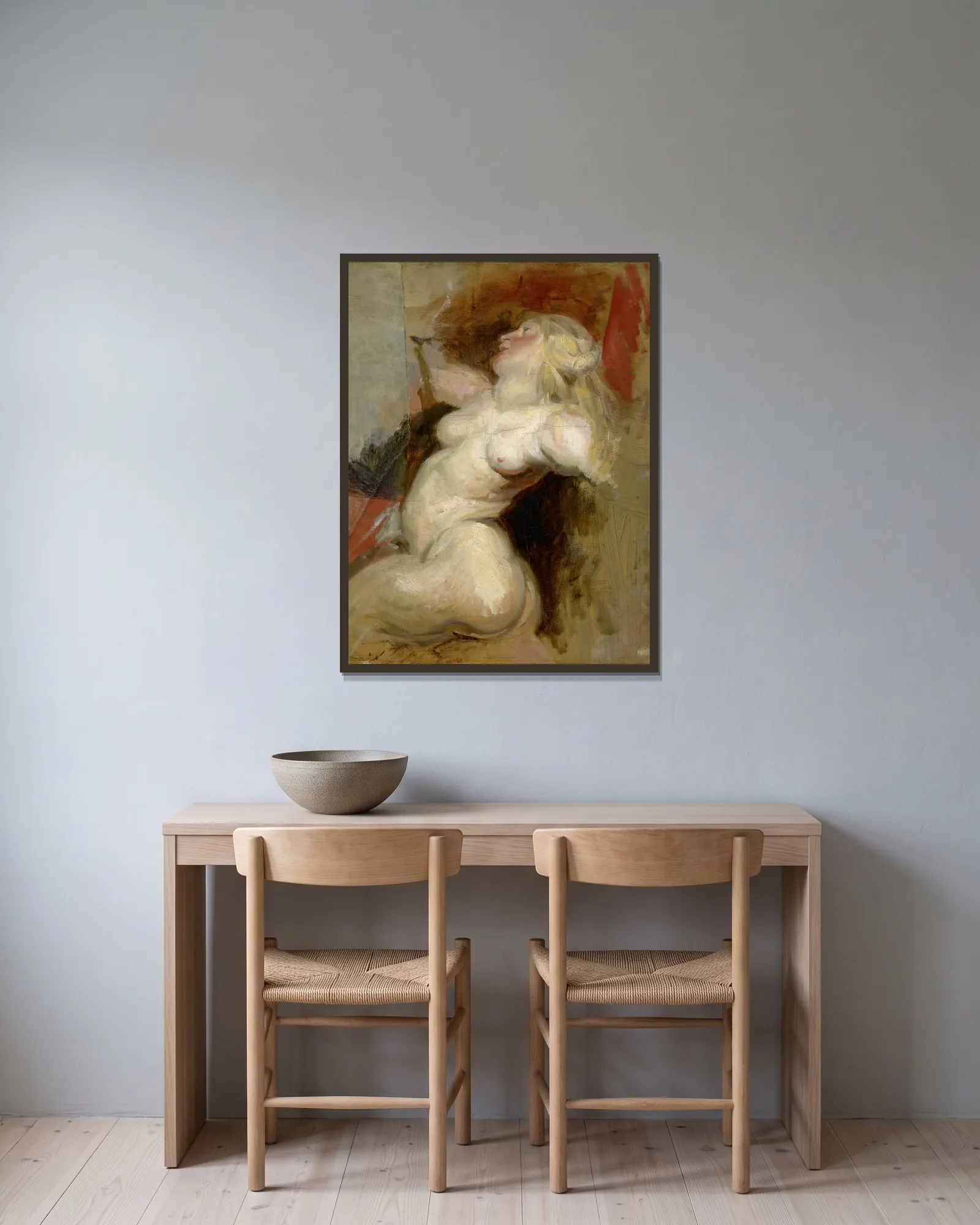 Néréid av Eugène Delacroix inramad på en vägg
