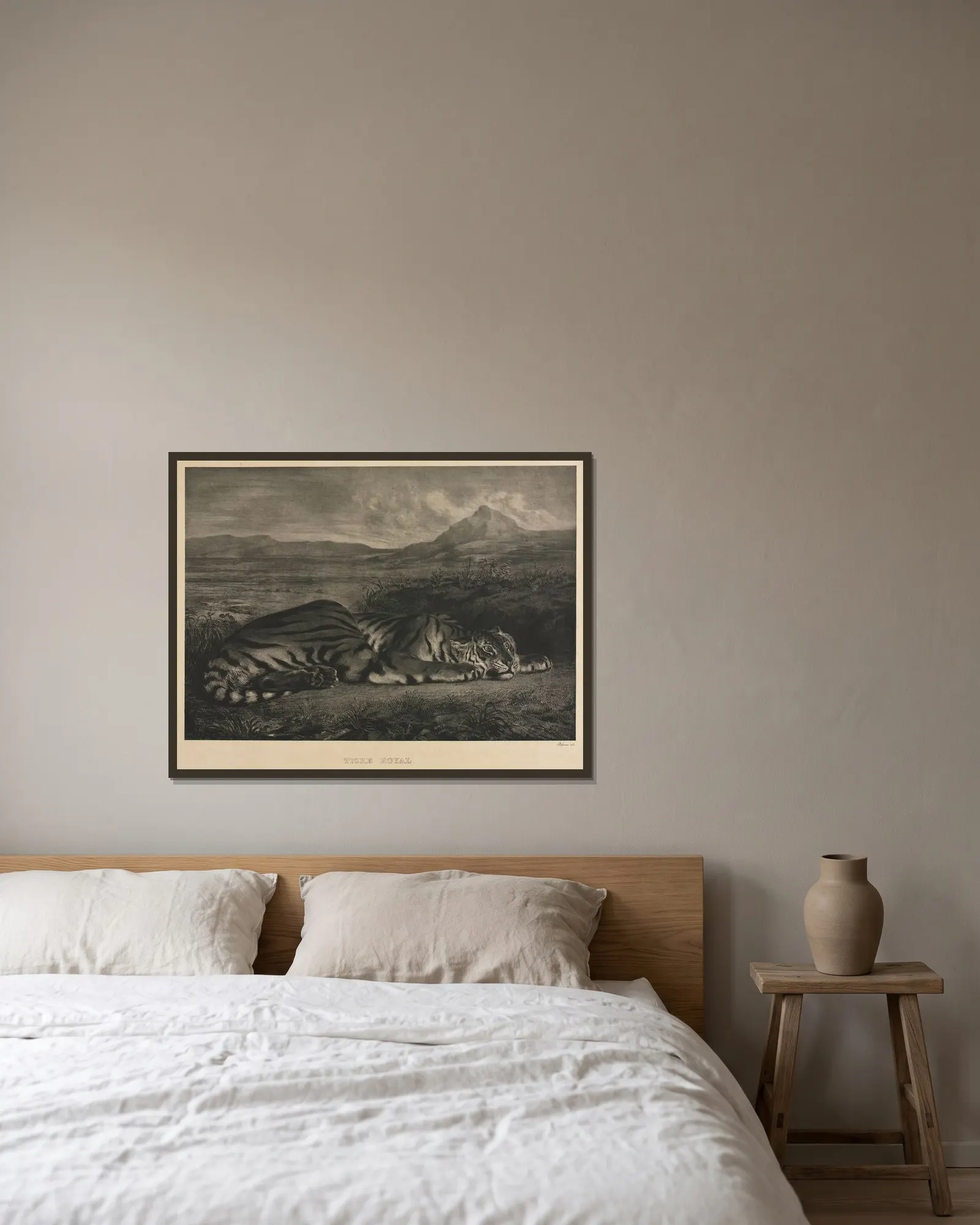 Tigre Royal av Eugène Delacroix inramad på en vägg