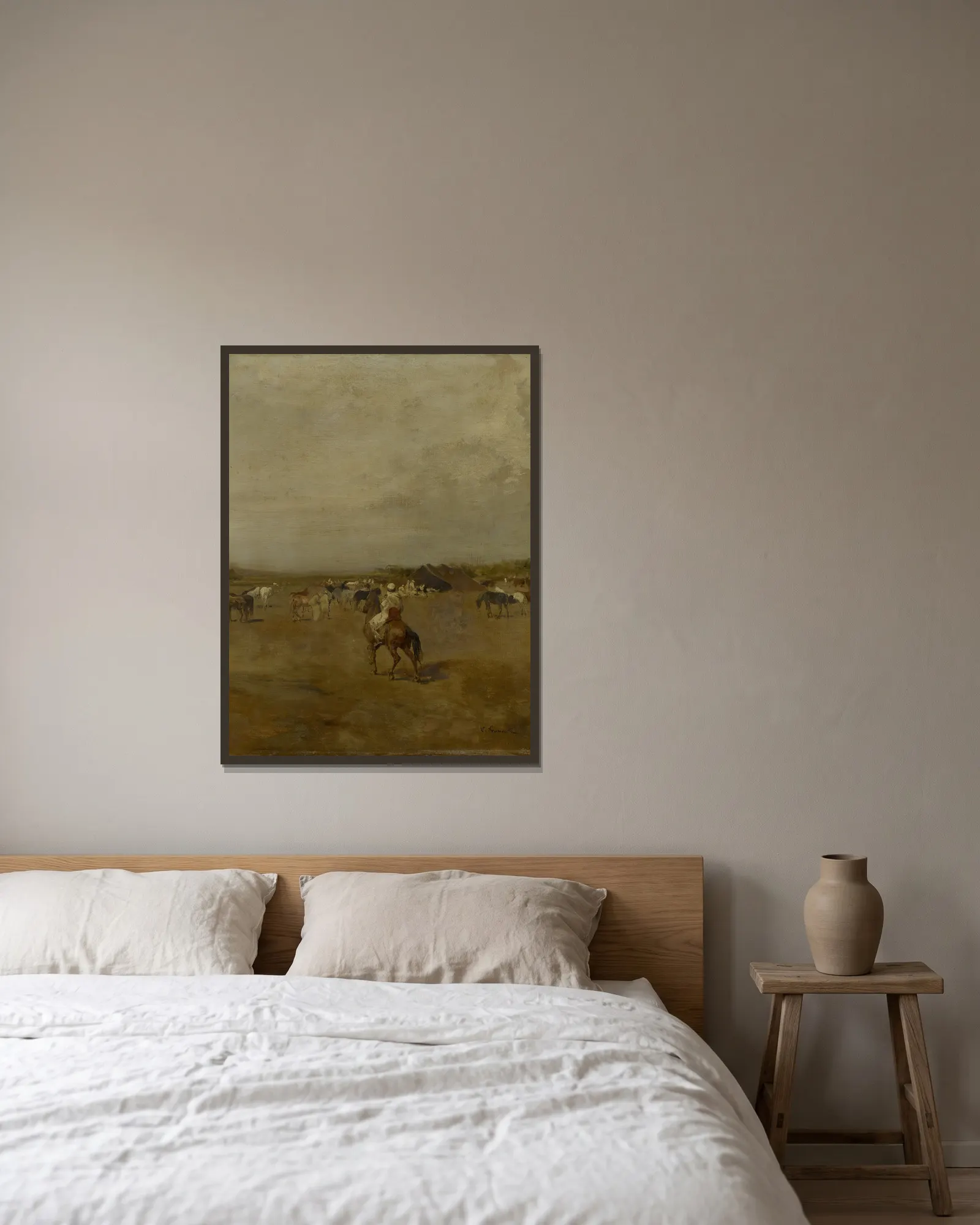 Arabian Encampment av Eugène Fromentin inramad på en vägg
