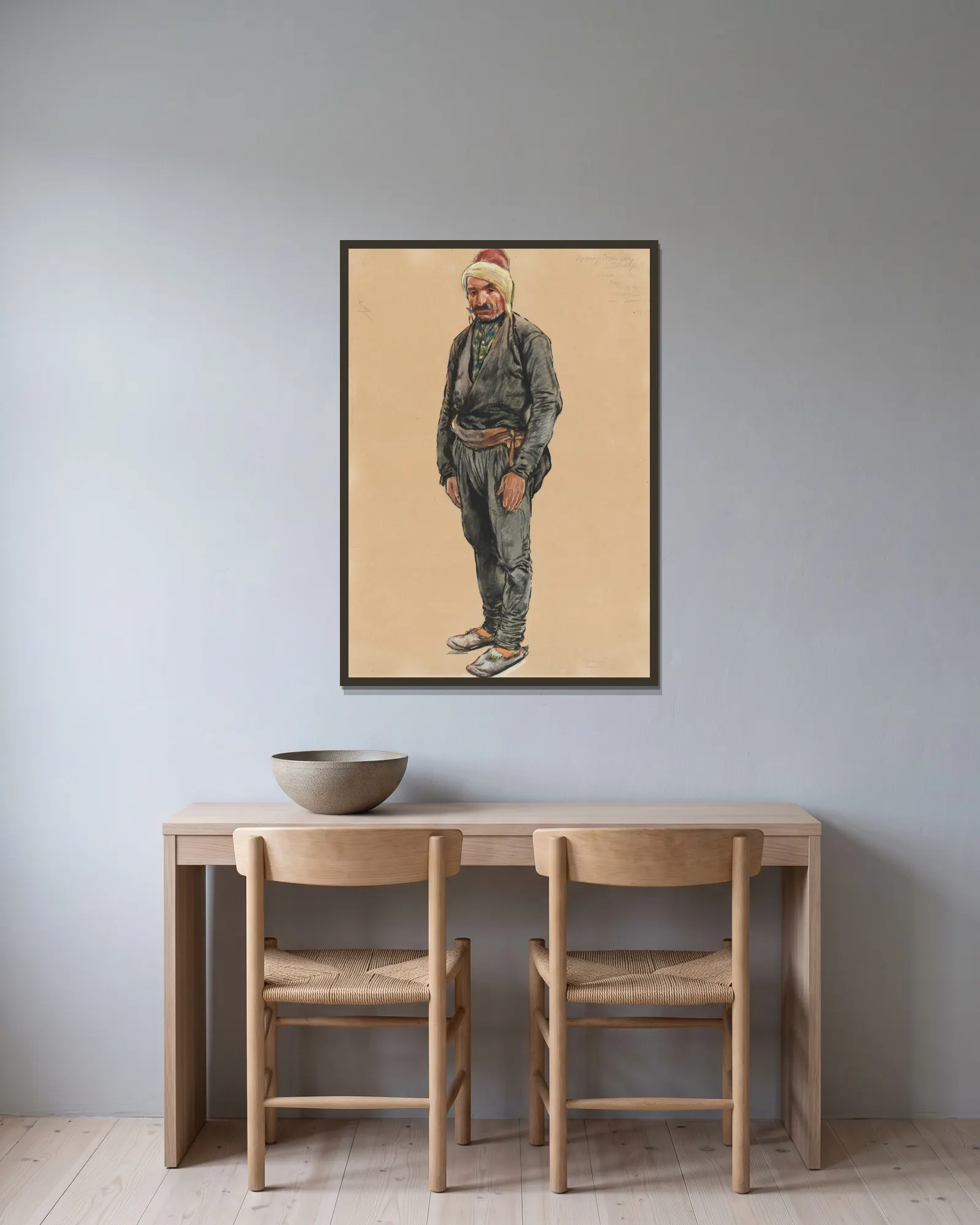 Trebizonian Laz av Eugene Lanceray inramad på en vägg