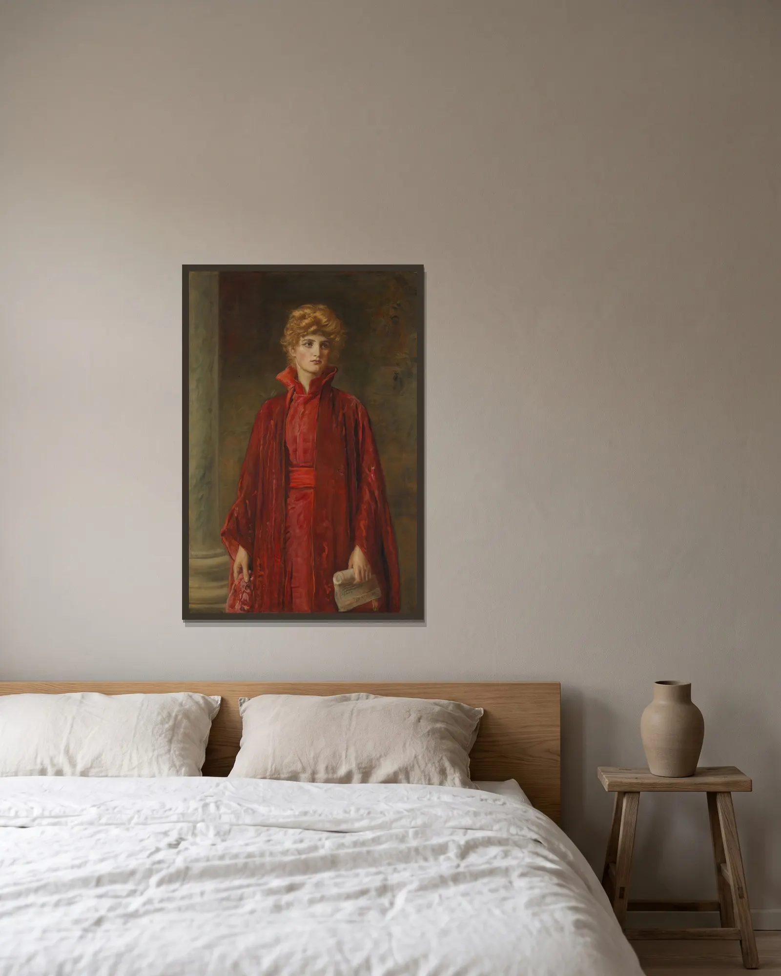 Portia av Sir John Everett Millais inramad på en vägg