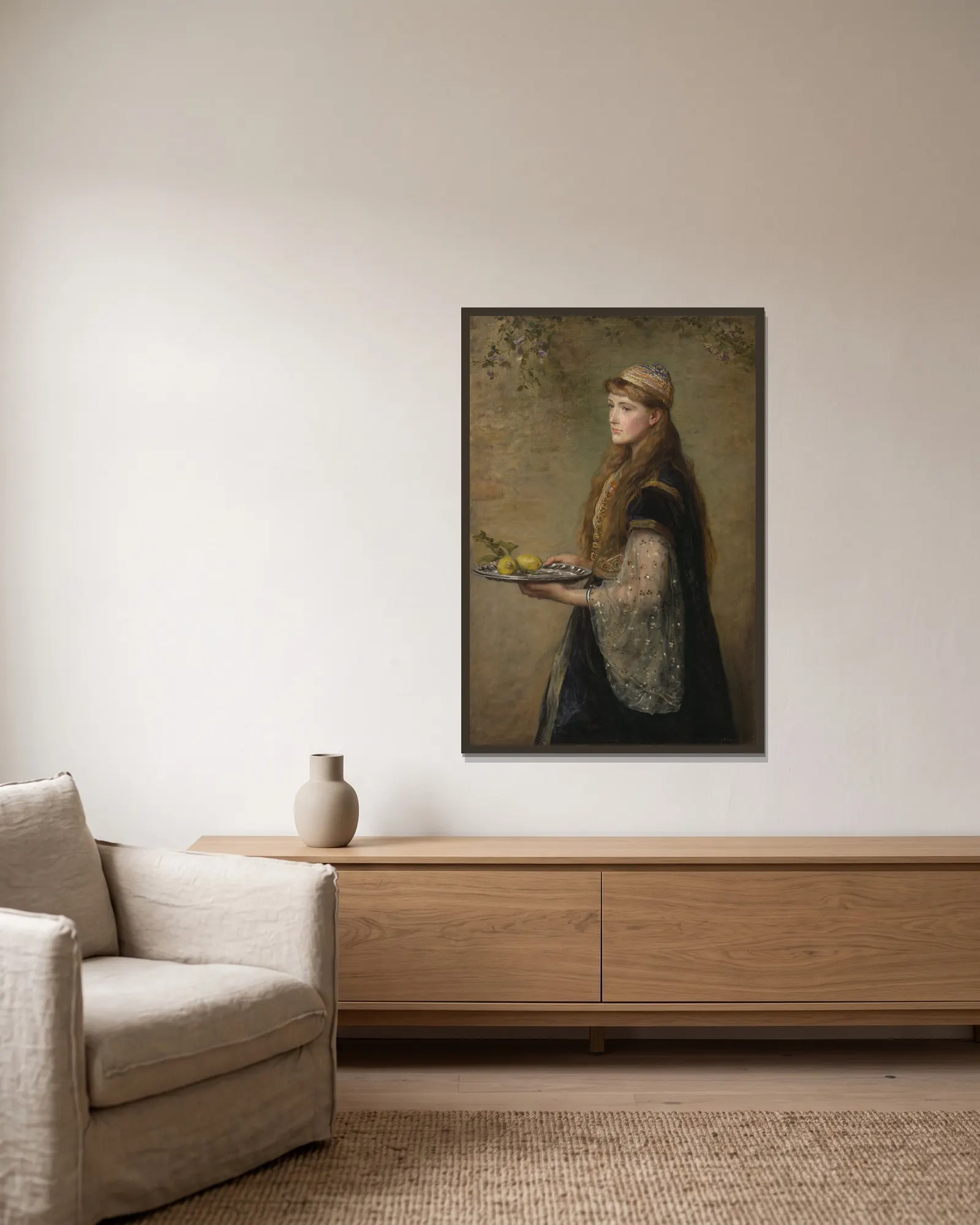 The captive av Sir John Everett Millais inramad på en vägg