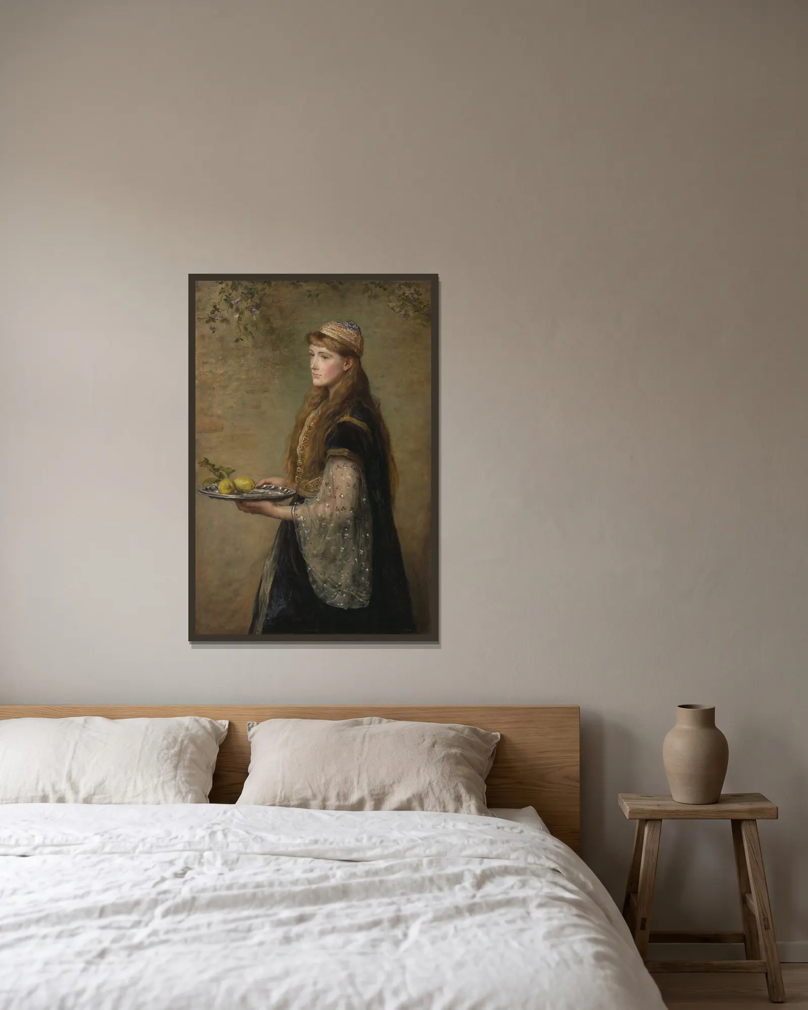 The captive av Sir John Everett Millais inramad på en vägg