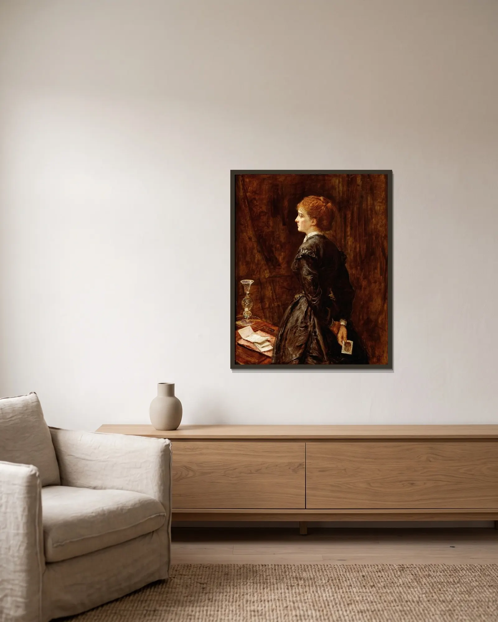 Yes or No? av Sir John Everett Millais inramad på en vägg