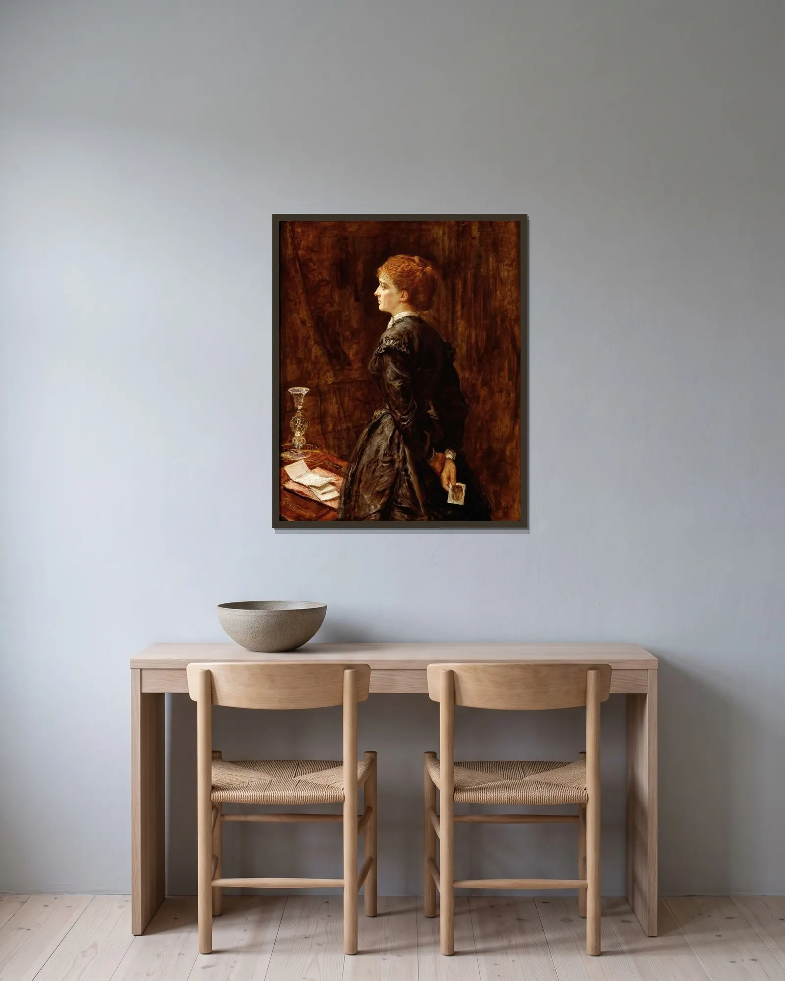 Yes or No? av Sir John Everett Millais inramad på en vägg
