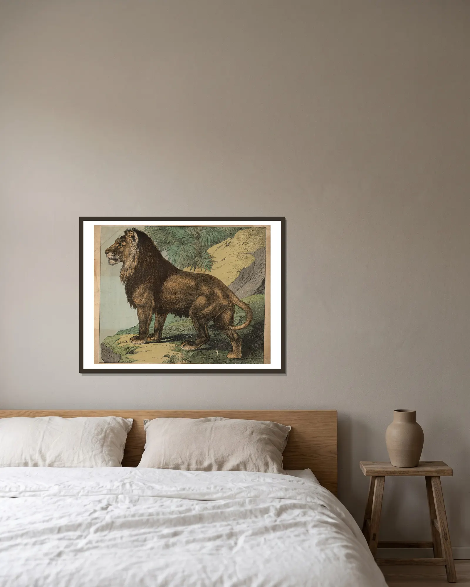 Lion av J.F. Schreiber inramad på en vägg