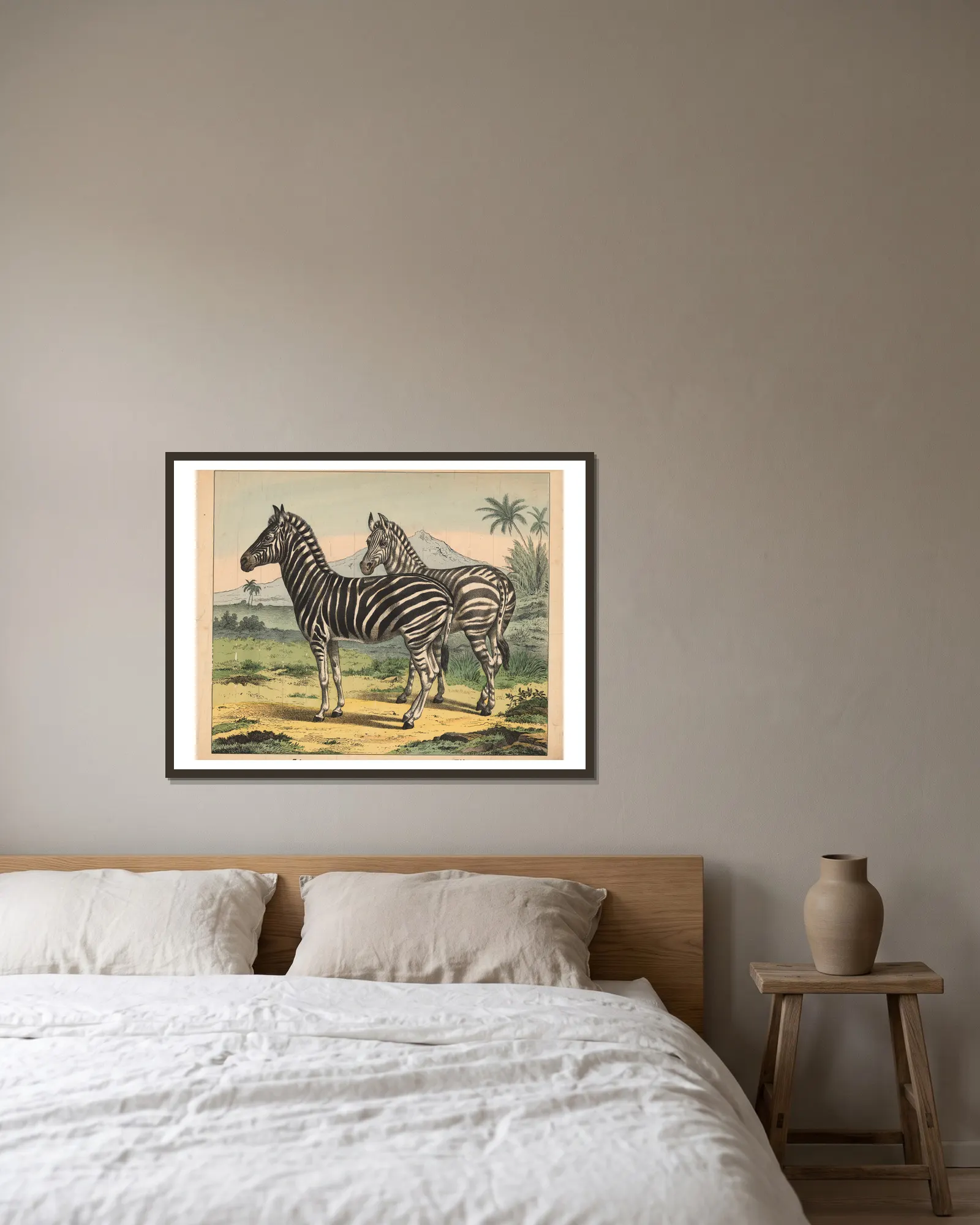 Zebra av J.F. Schreiber inramad på en vägg