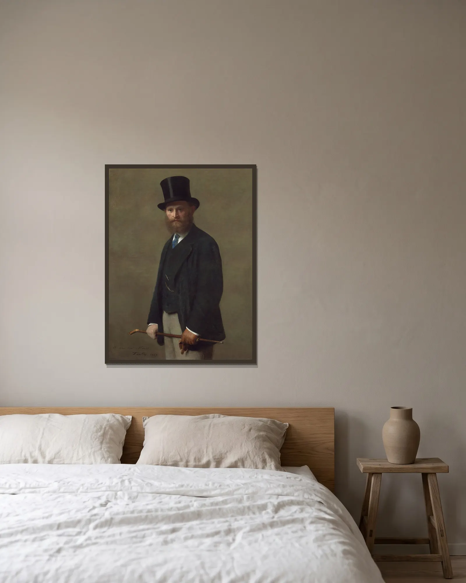 Édouard Manet av Henri Fantin-Latour inramad på en vägg