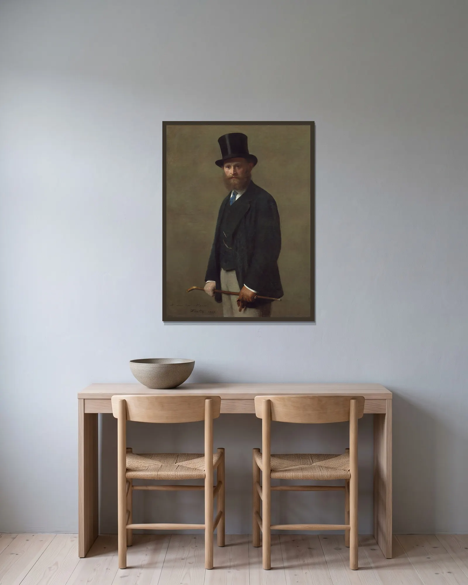 Édouard Manet av Henri Fantin-Latour inramad på en vägg