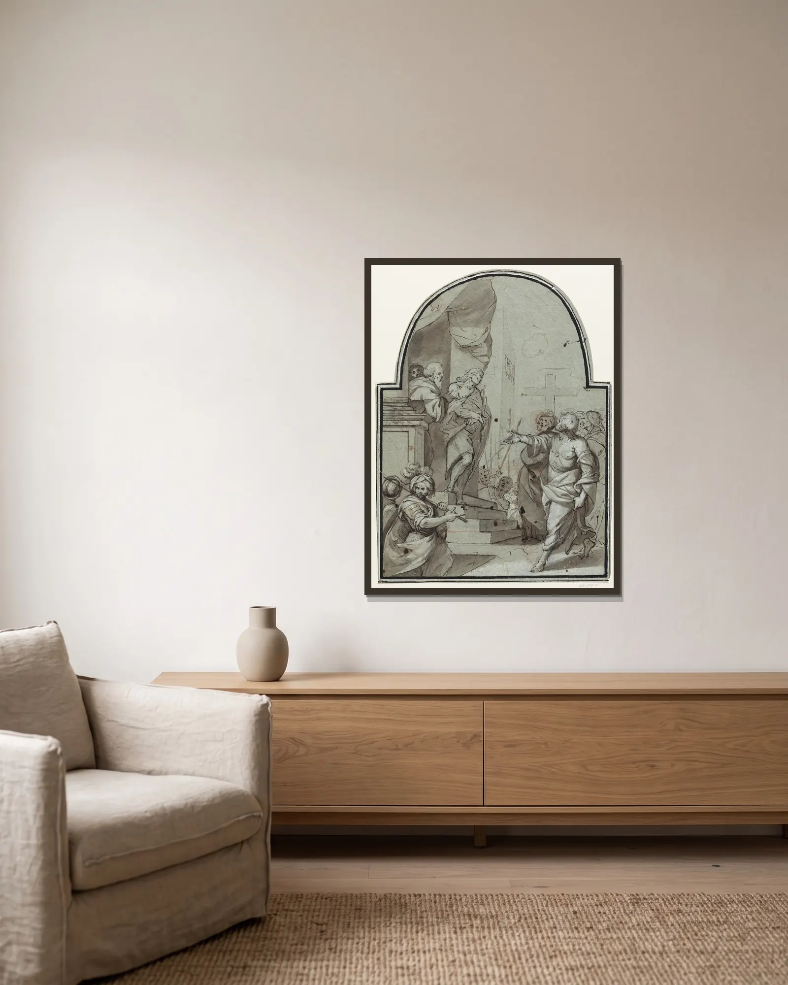 Ecce Homo av Federico Zuccaro inramad på en vägg
