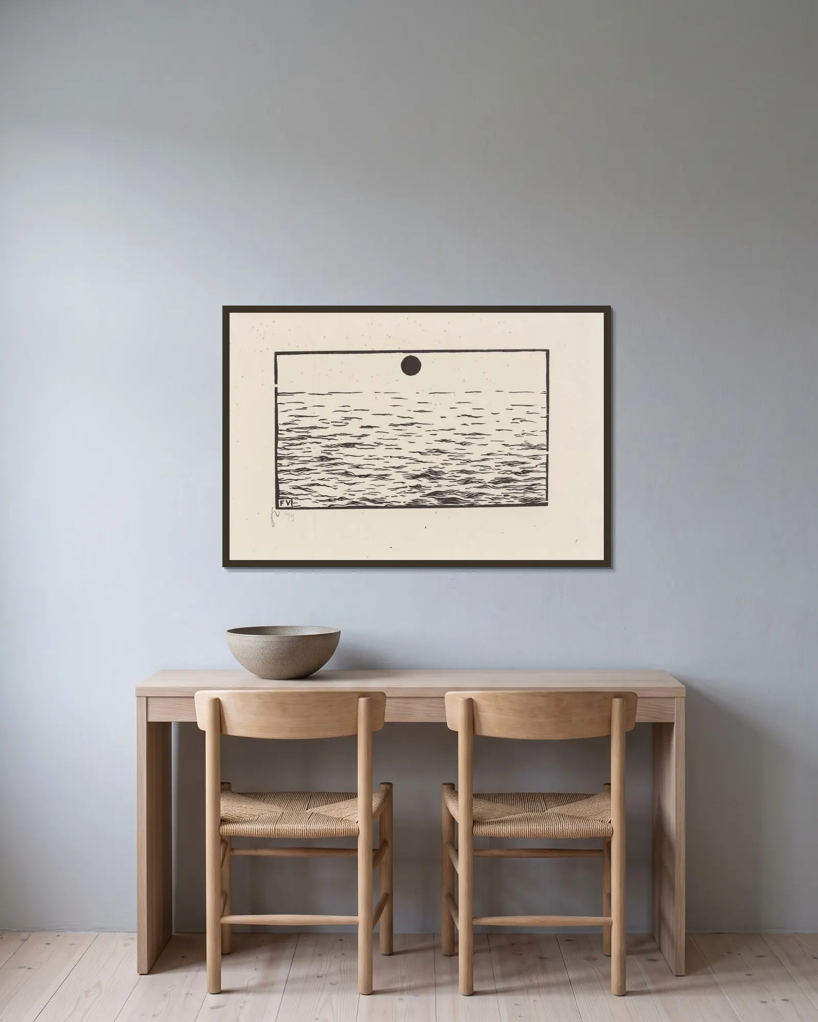 La mer av Félix Vallotton inramad på en vägg
