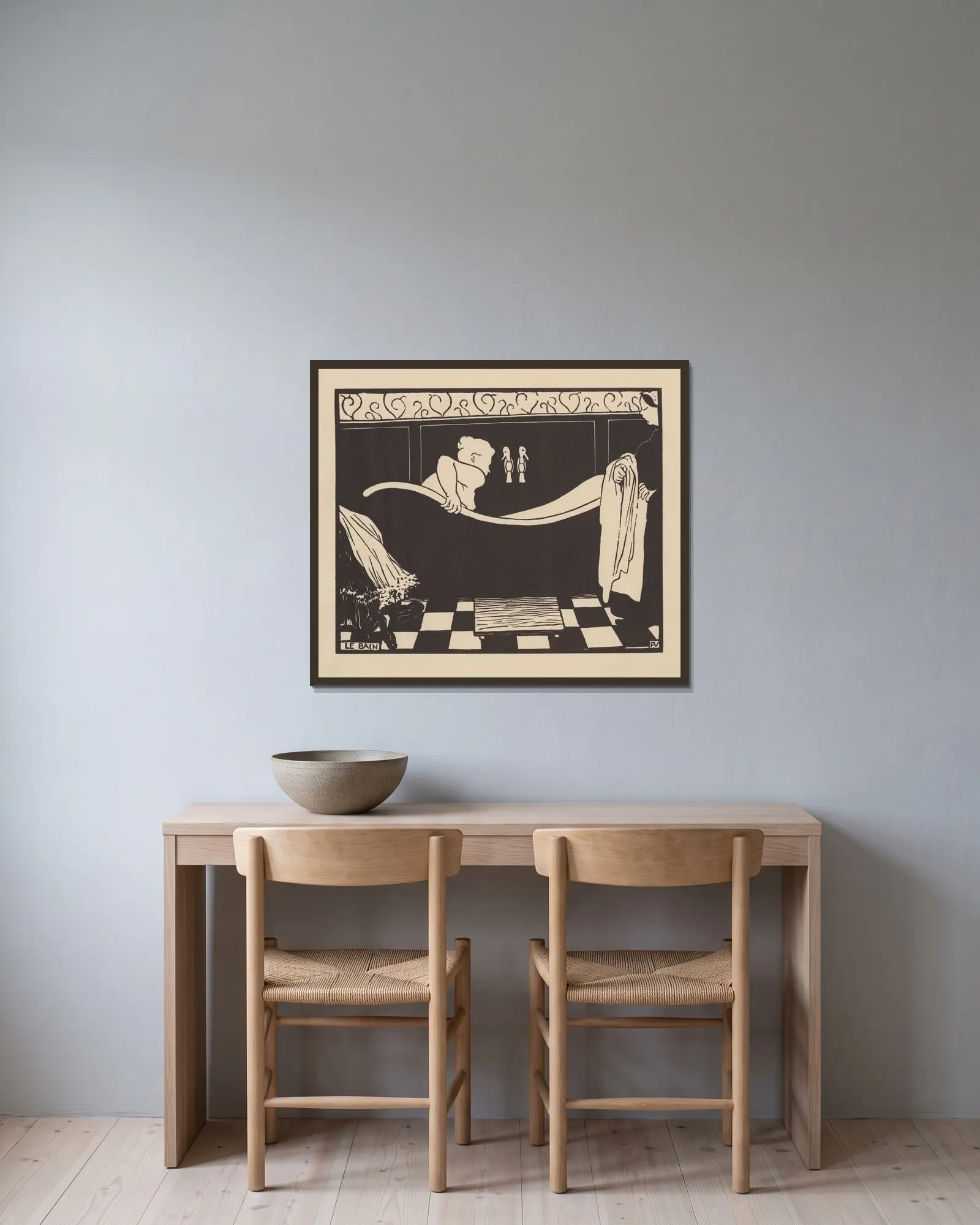Le bain av Félix Vallotton inramad på en vägg