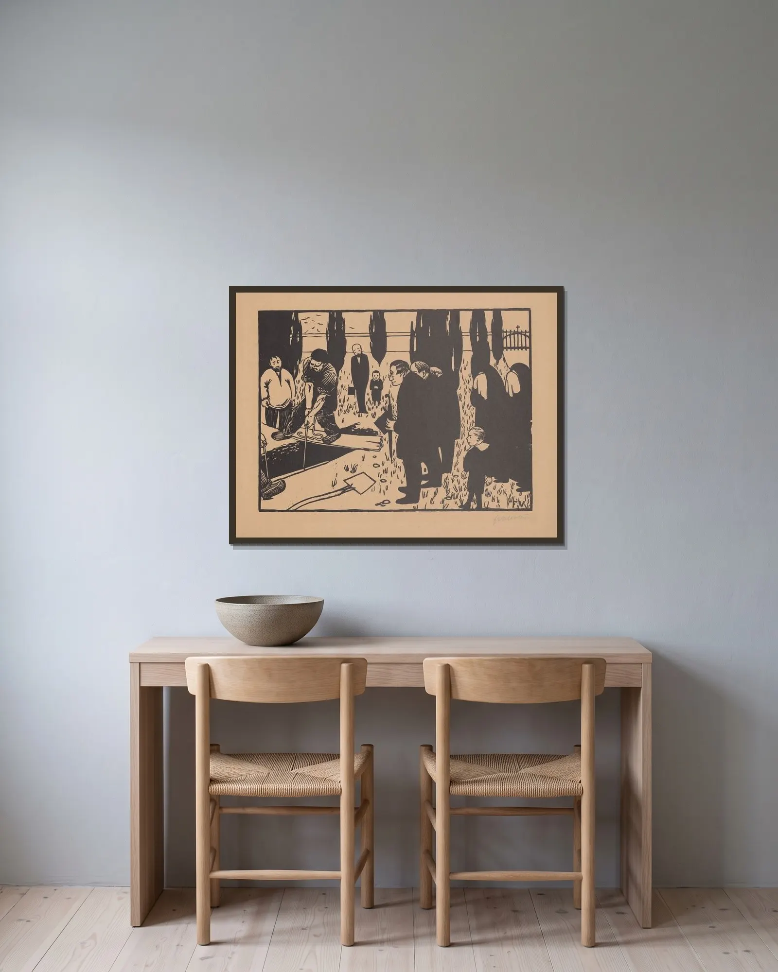 L’enterrement av Félix Vallotton inramad på en vägg