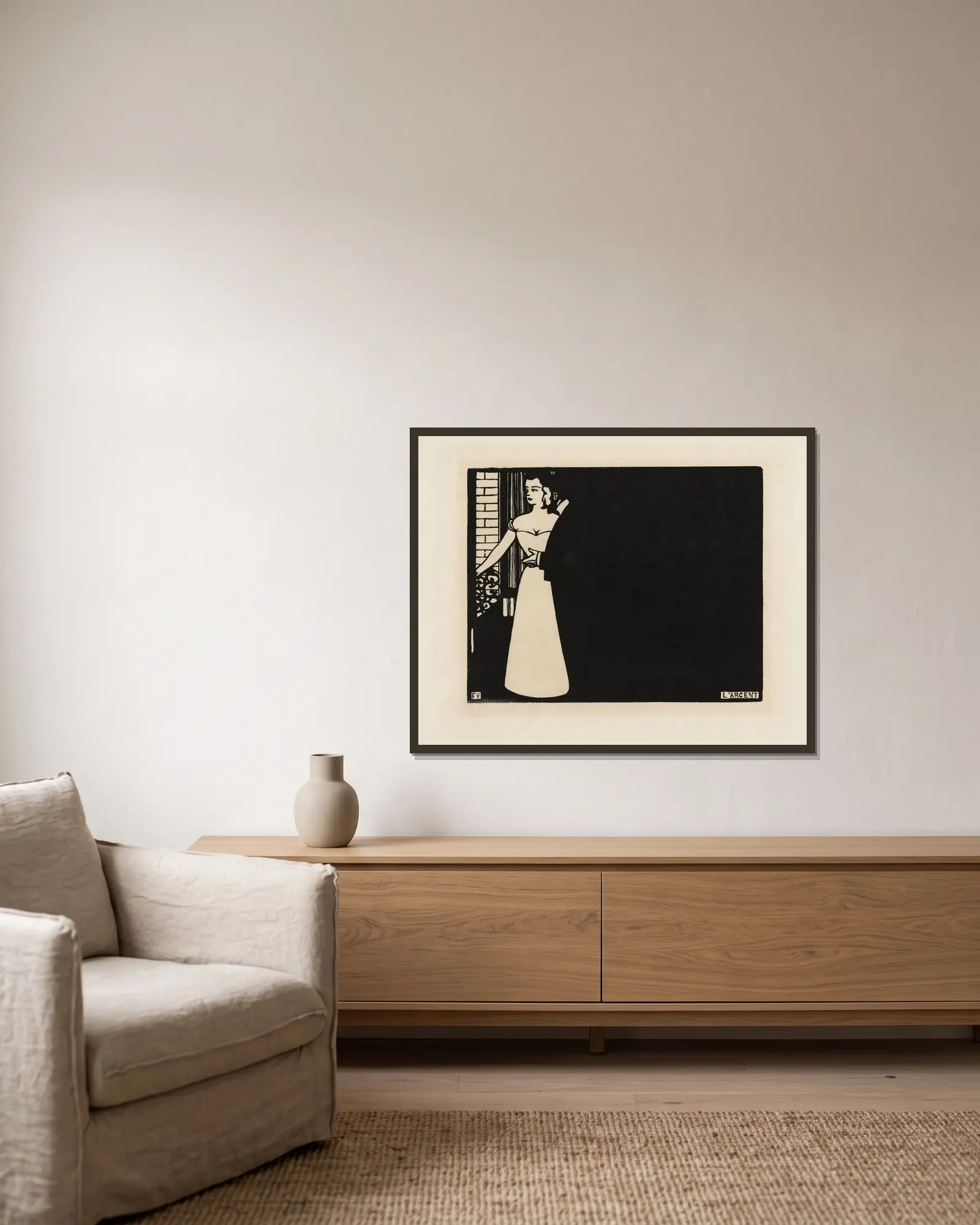 Money (Intimacies V) av Félix Vallotton inramad på en vägg