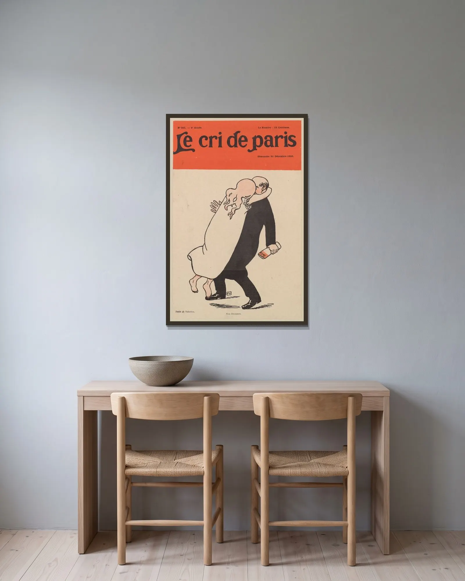 Ses étrennes av Félix Vallotton inramad på en vägg