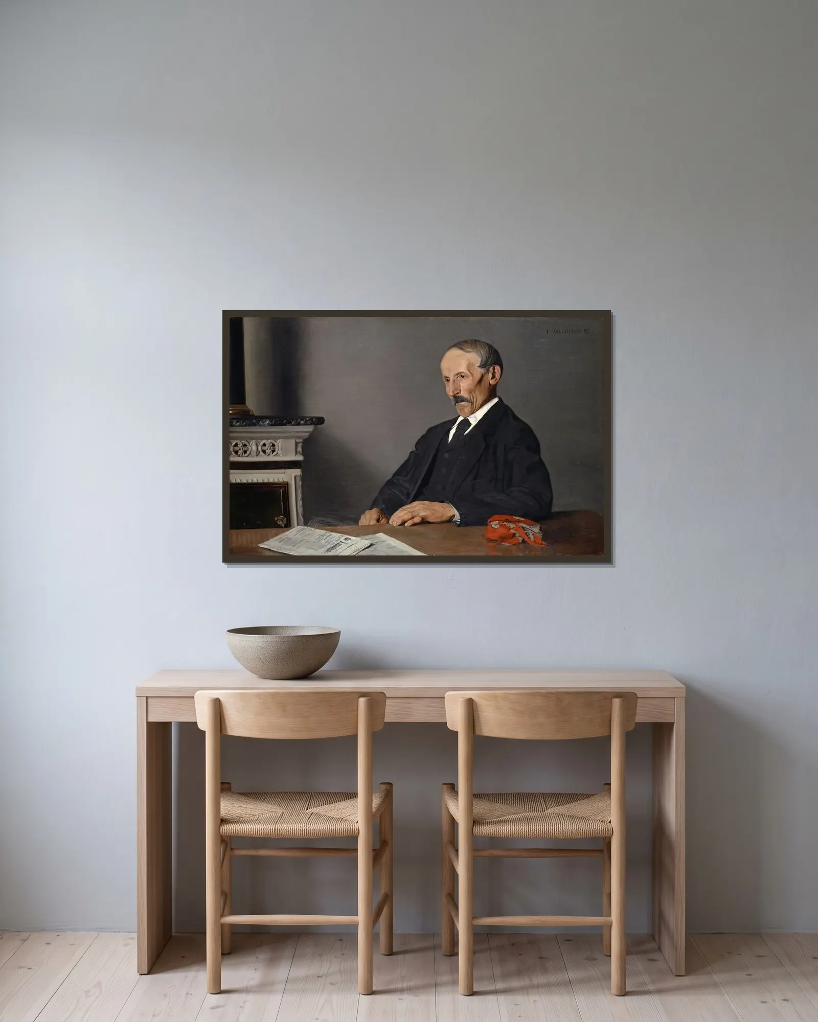 The Old Concierge av Félix Vallotton inramad på en vägg