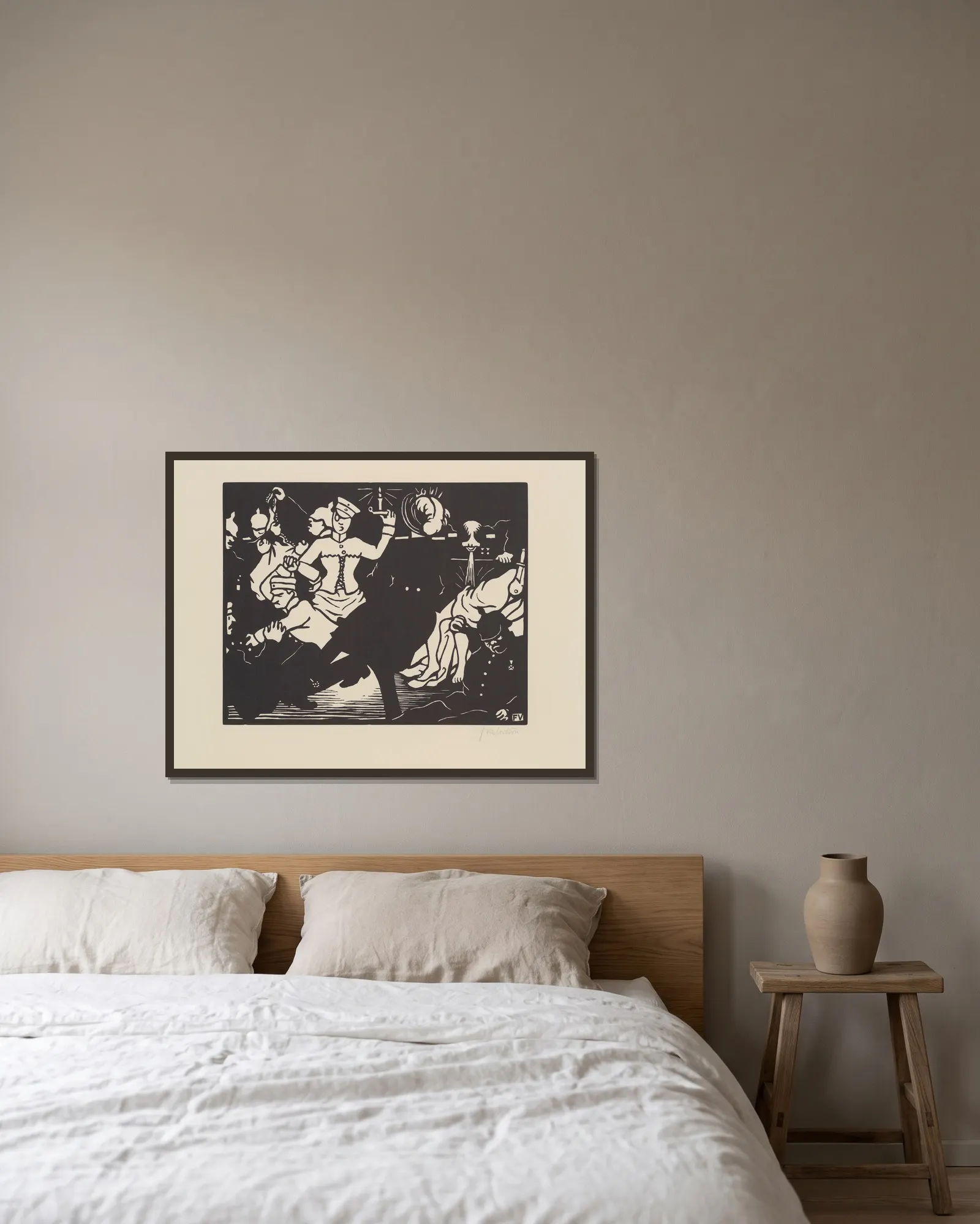 The Orgy (L’Orgie) av Félix Vallotton inramad på en vägg