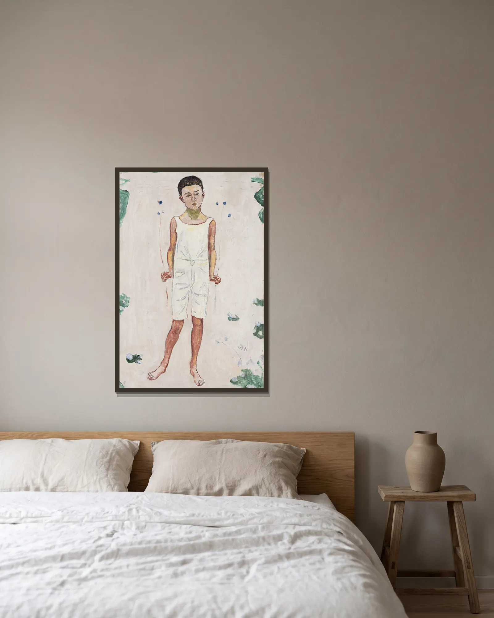 Enchanted Boy av Ferdinand Hodler inramad på en vägg