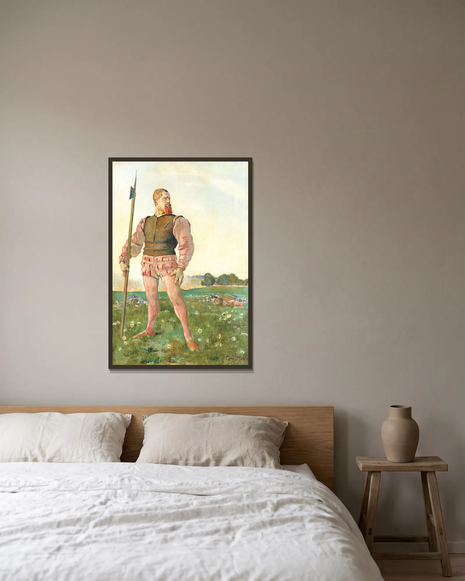The angry warrior av Ferdinand Hodler inramad på en vägg