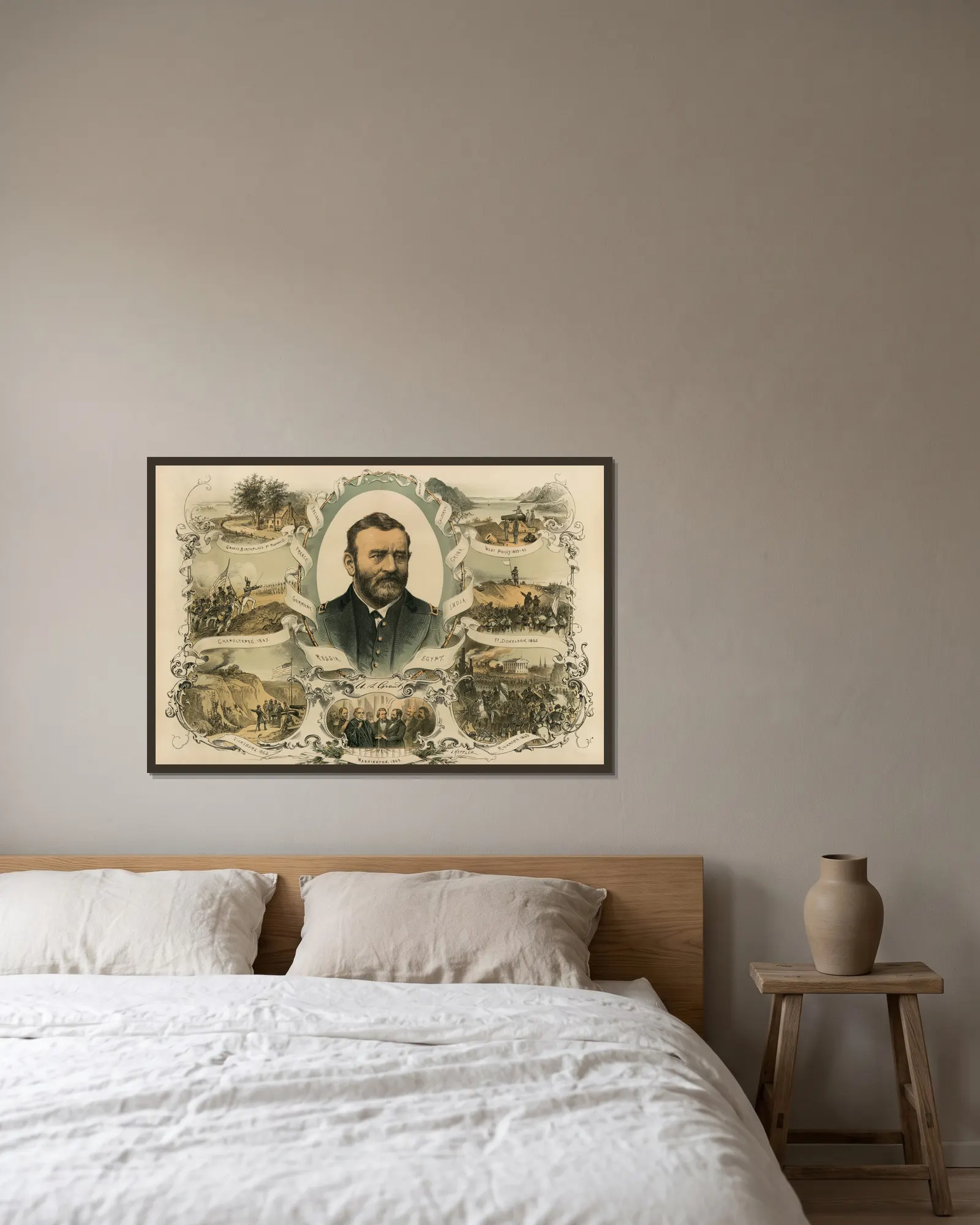 U.S. Grant av Joseph Ferdinand Keppler inramad på en vägg