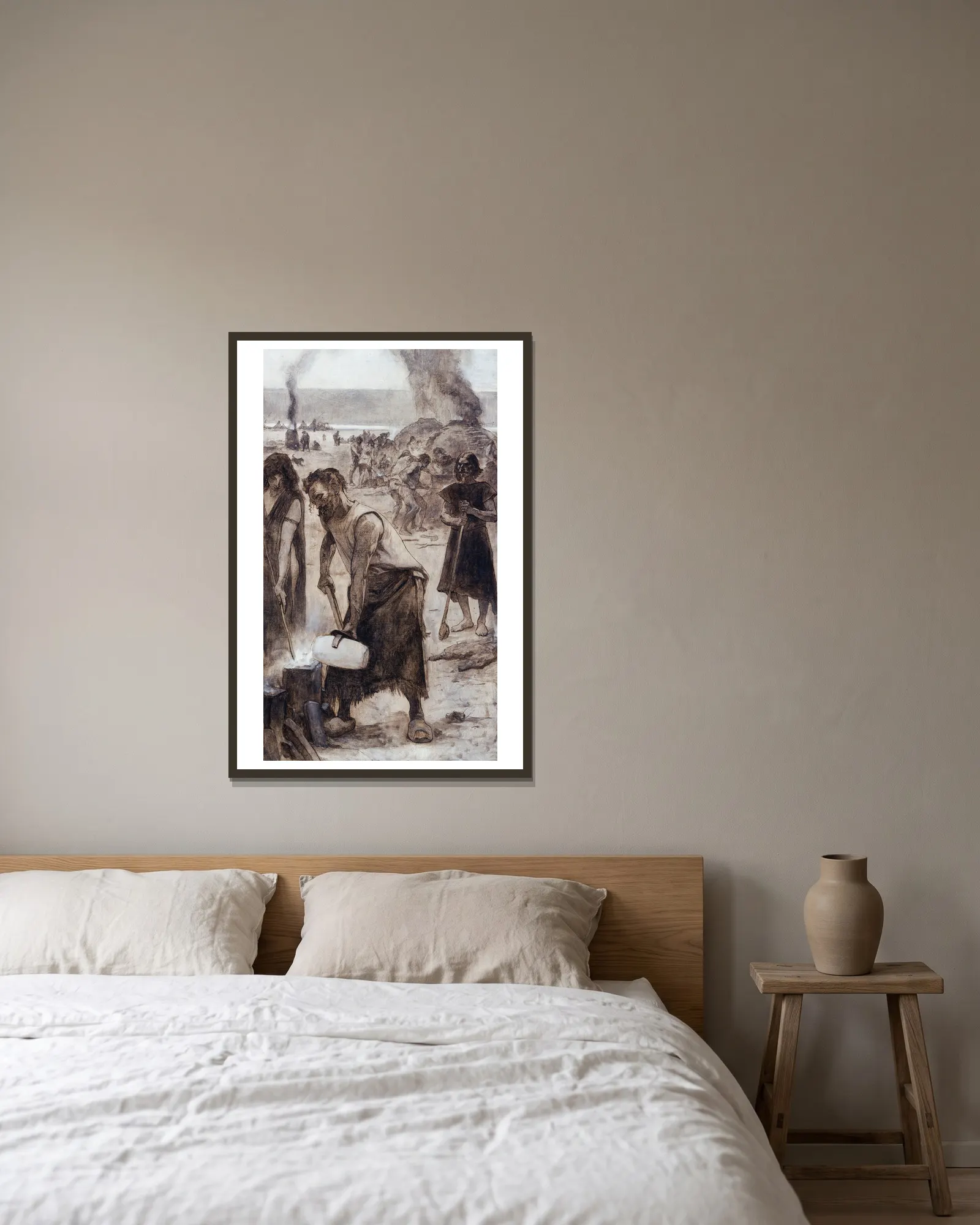 Le bronze et le fer av Fernand Cormon inramad på en vägg