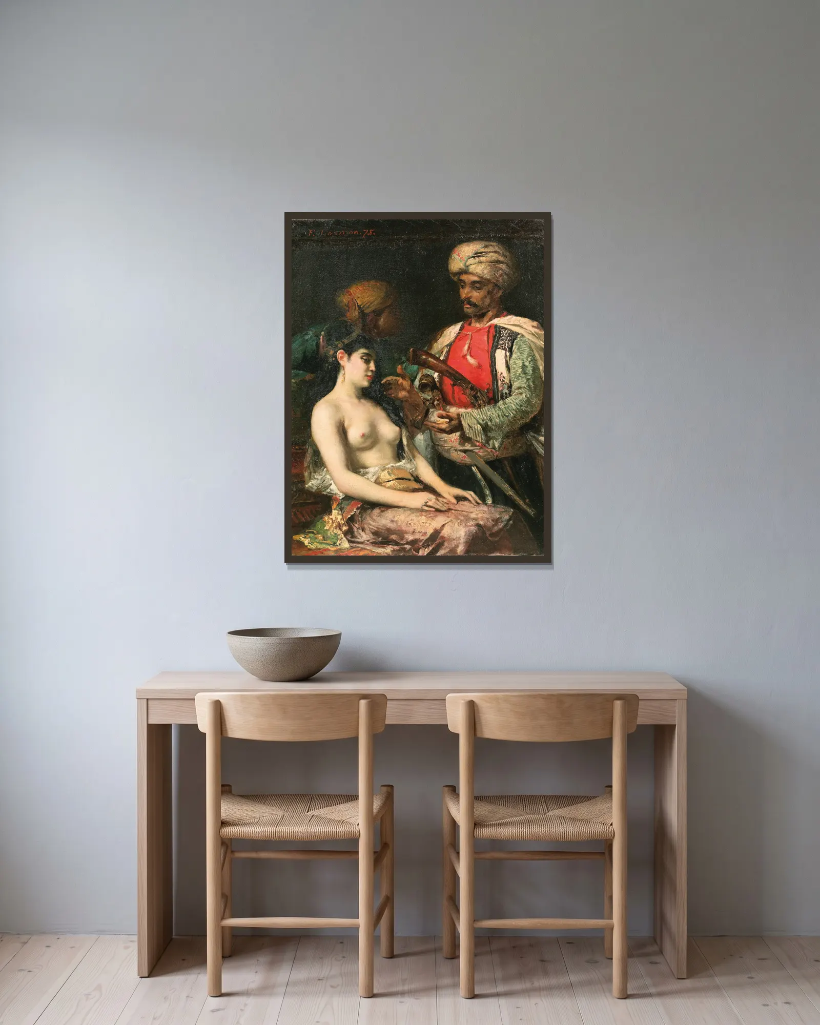 The New Favourite av Fernand Cormon inramad på en vägg