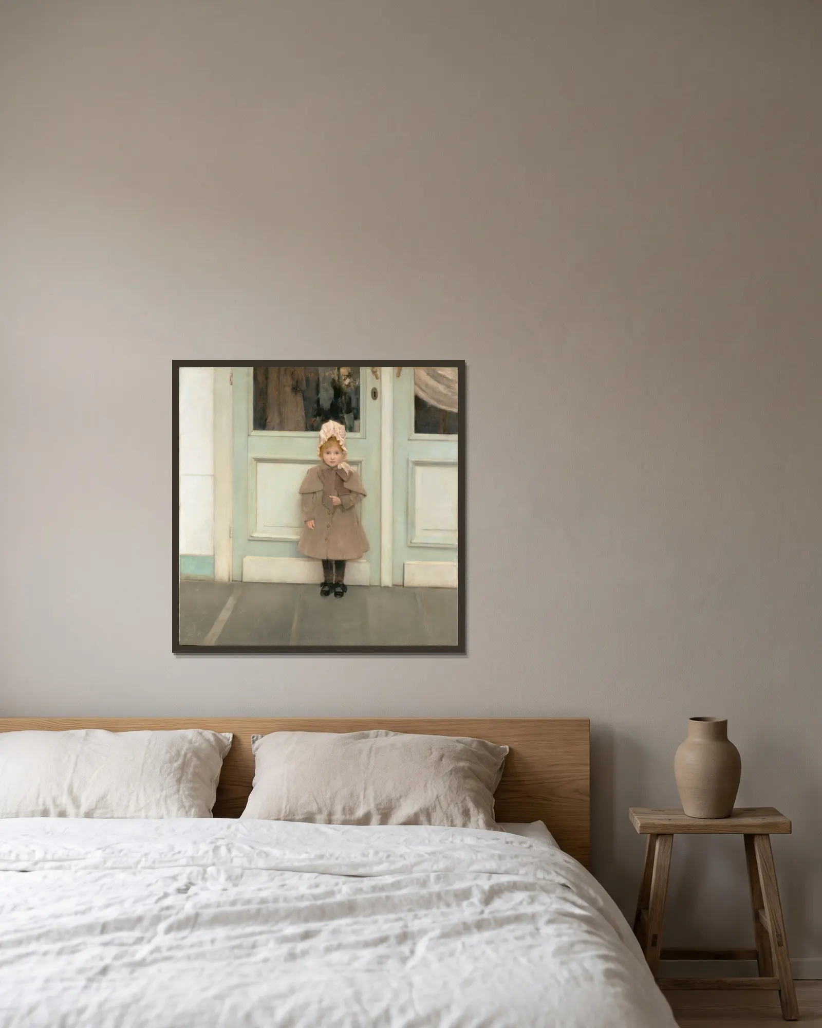 Jeanne Kéfer av Fernand Khnopff inramad på en vägg