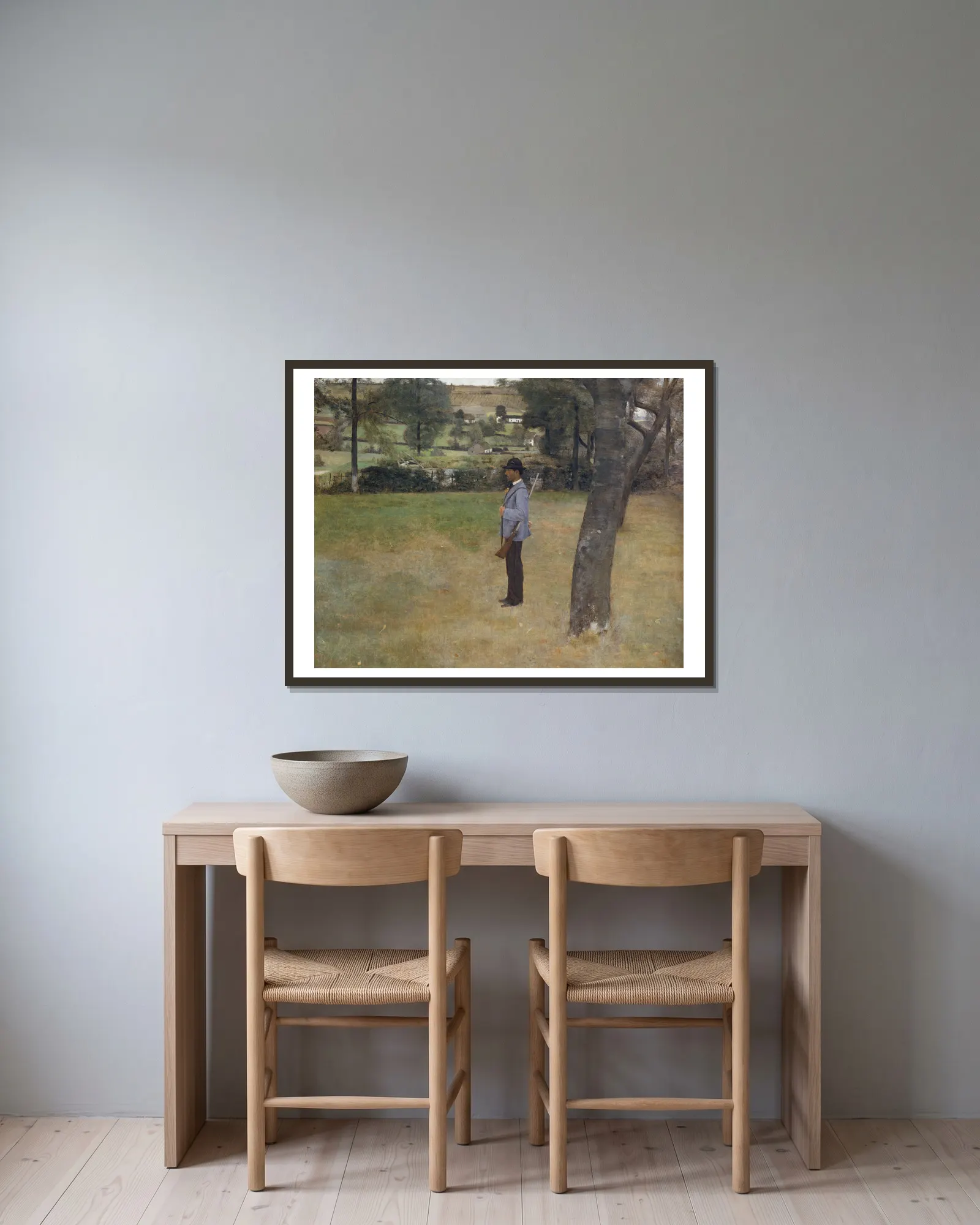 The Game Warden av Fernand Khnopff inramad på en vägg
