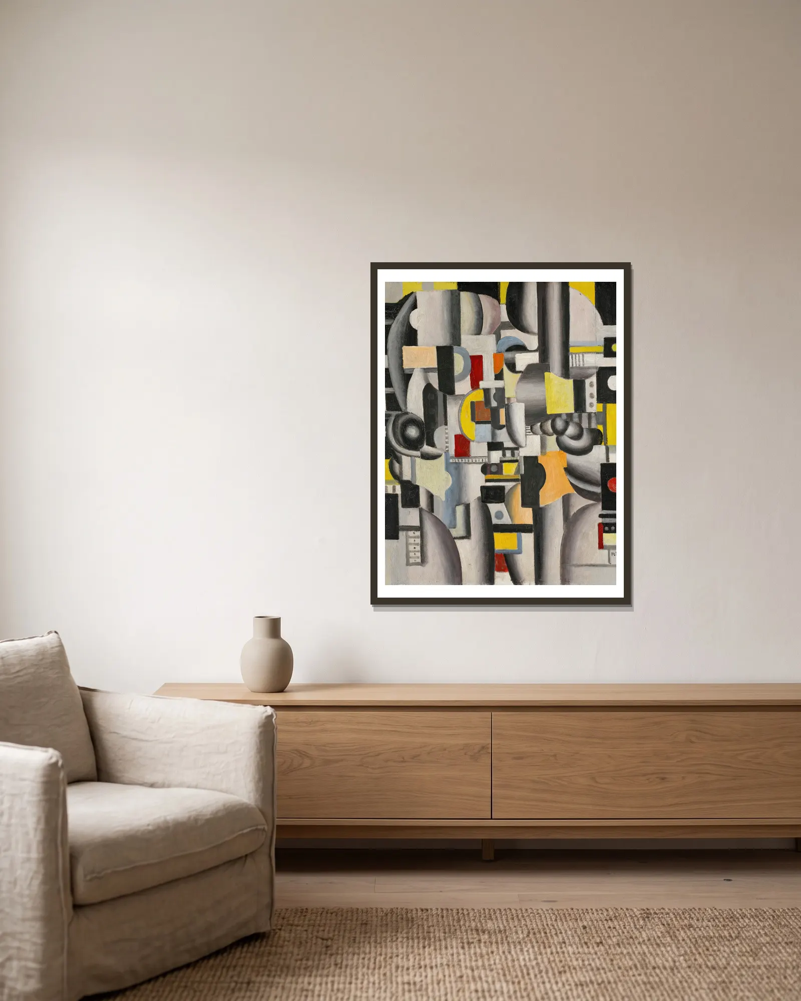 Composition av Fernand Léger inramad på en vägg
