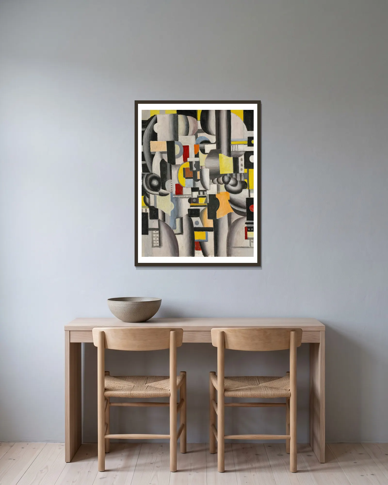Composition av Fernand Léger inramad på en vägg