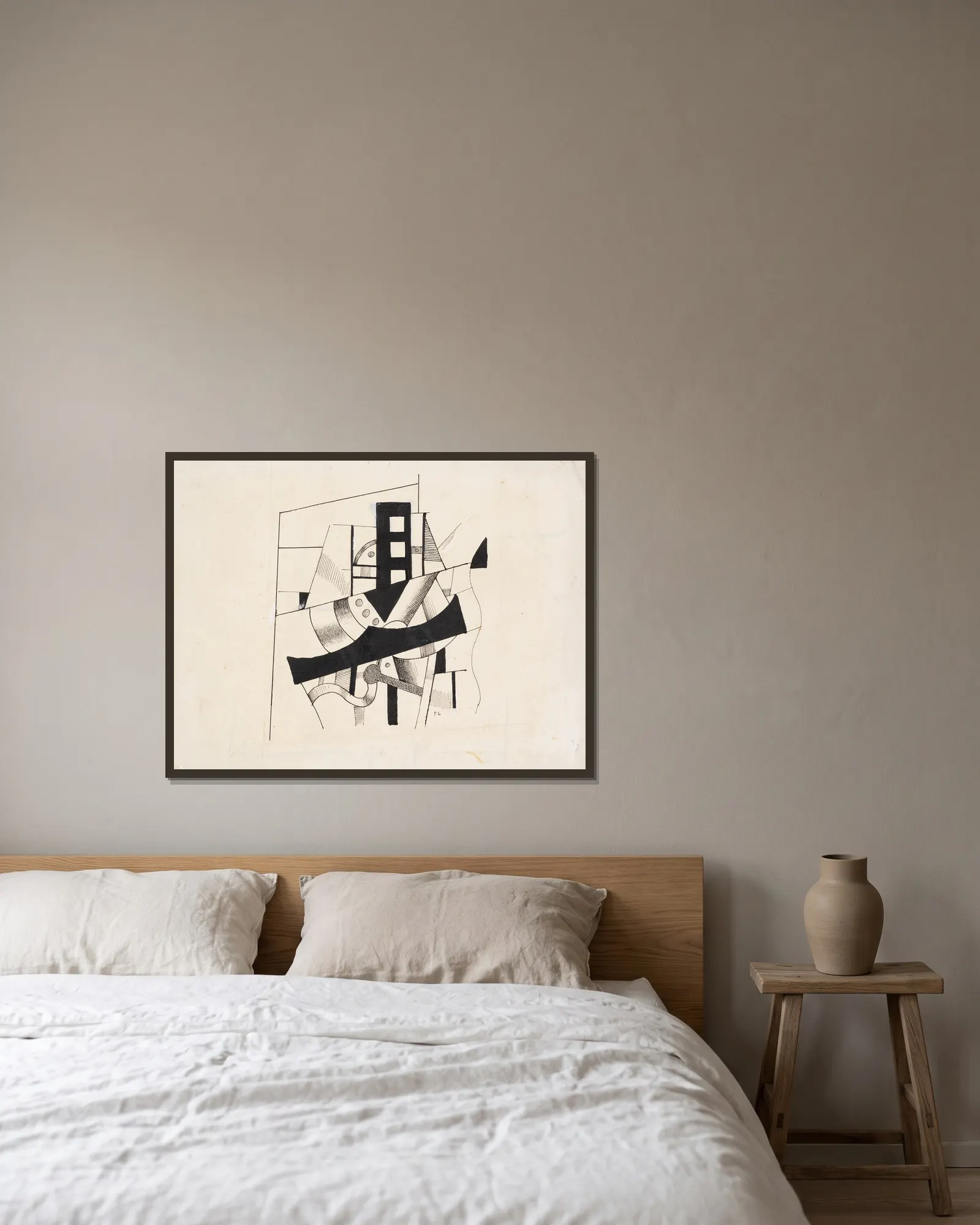 Composition av Fernand Léger inramad på en vägg