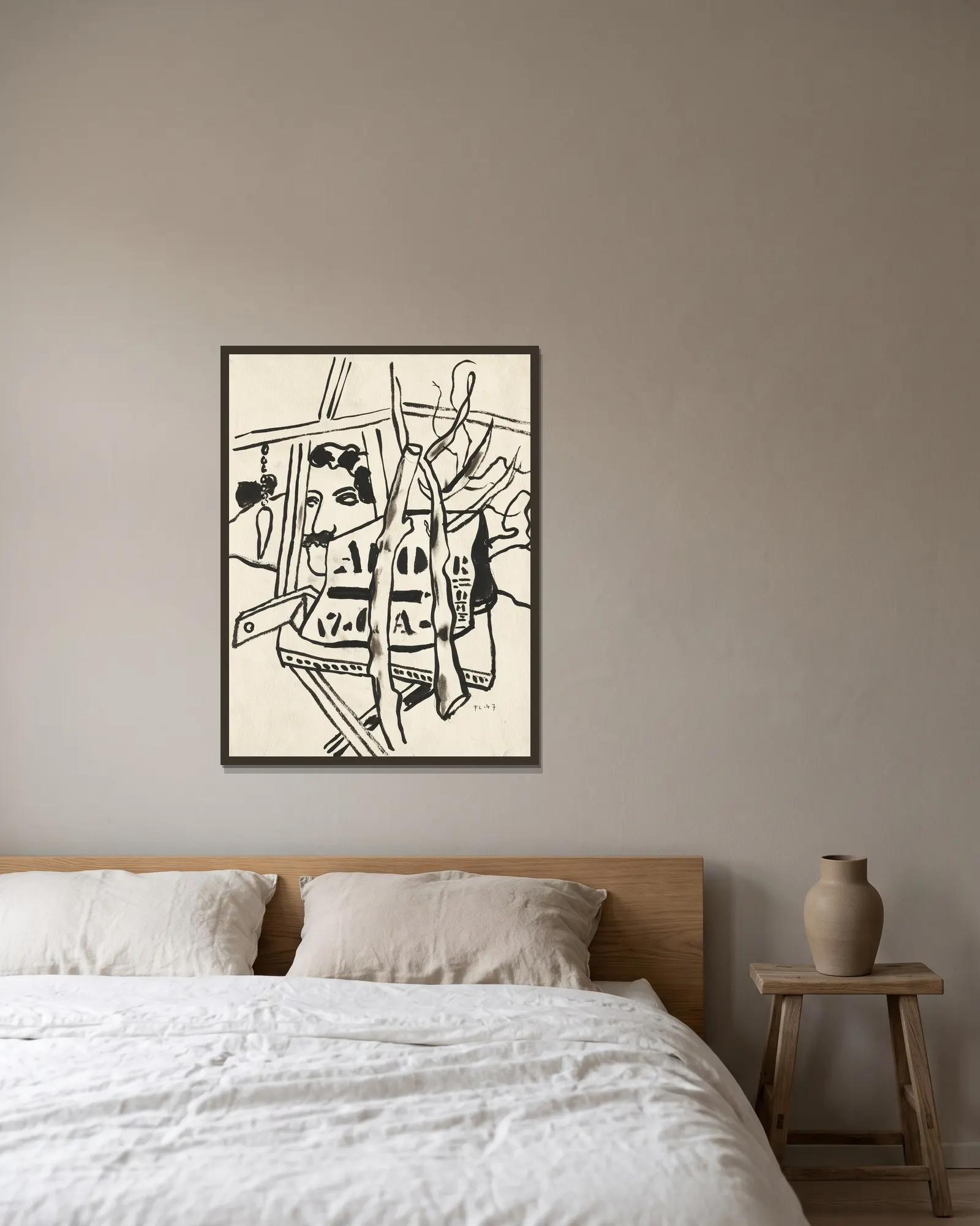 Dans le jardin av Fernand Léger inramad på en vägg