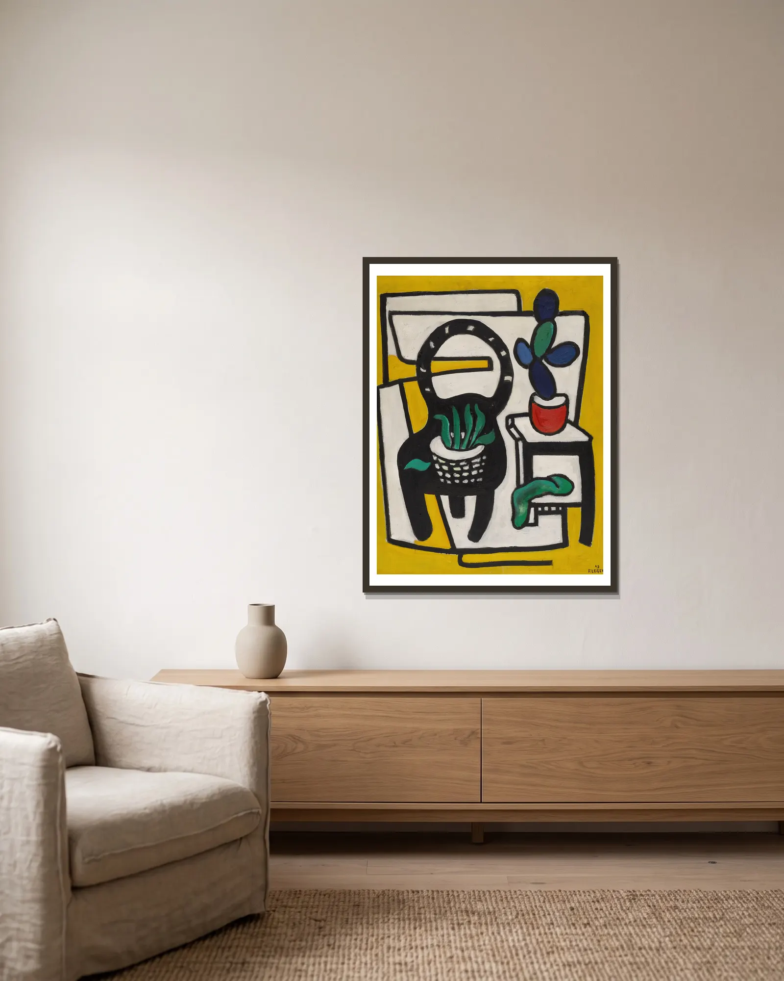 La Chaise noire av Fernand Léger inramad på en vägg