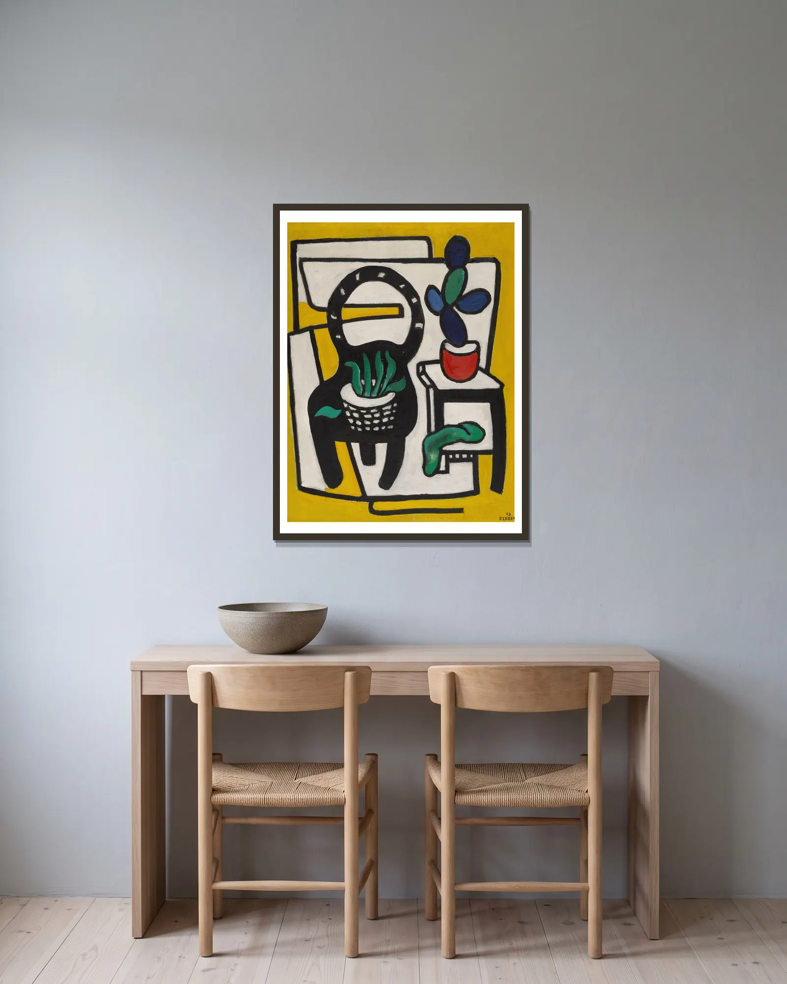 La Chaise noire av Fernand Léger inramad på en vägg