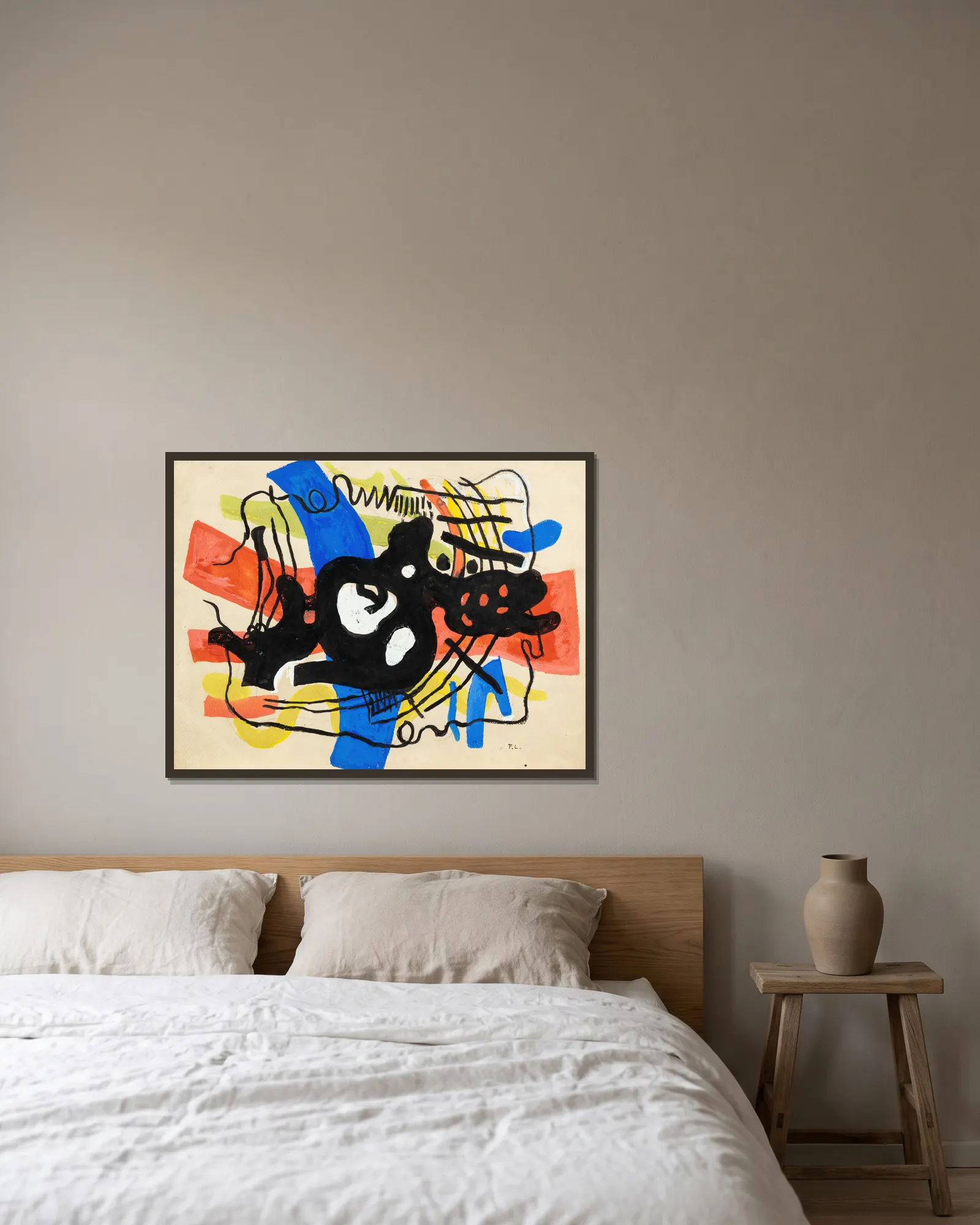 La racine noire av Fernand Léger inramad på en vägg