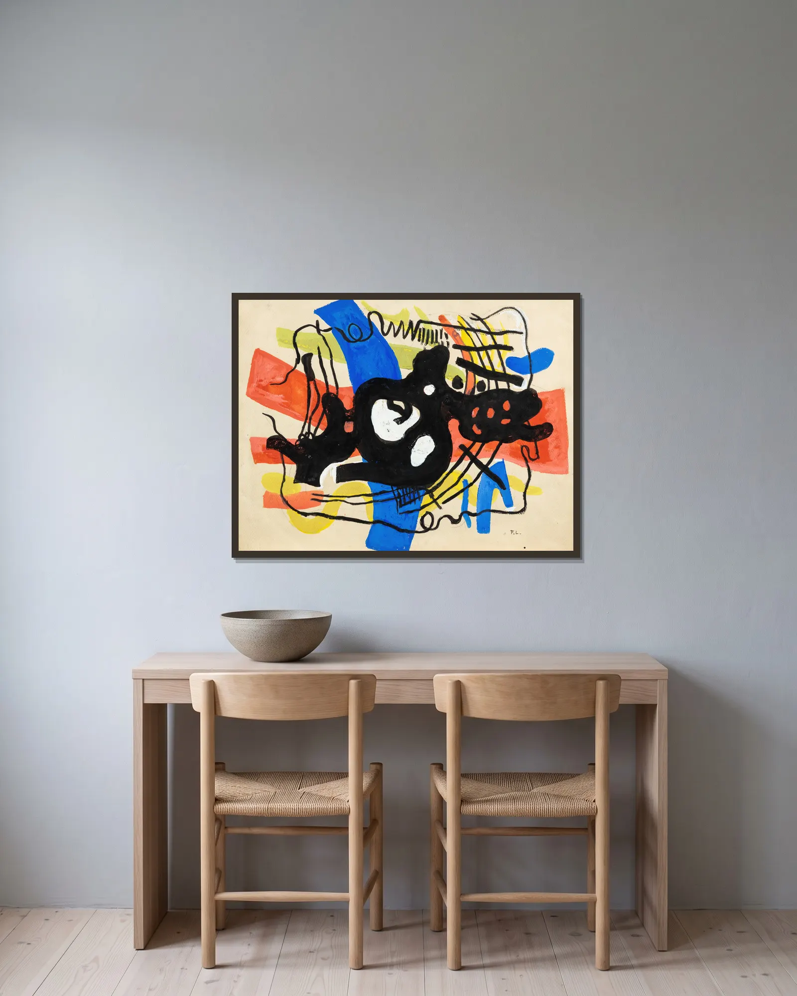 La racine noire av Fernand Léger inramad på en vägg